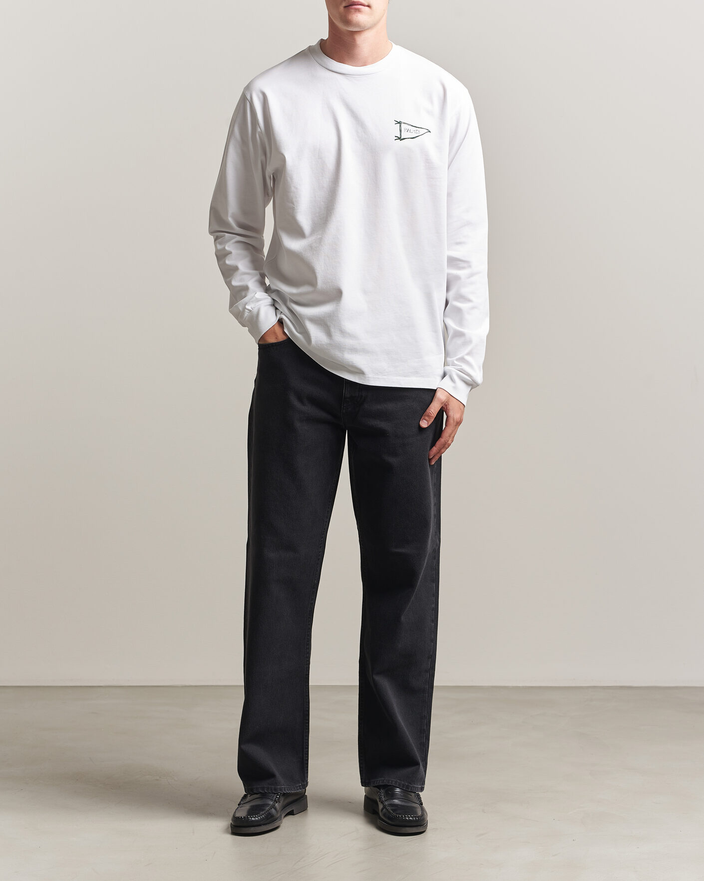 Heren | T-shirts | Palmes | Pennant Long Sleeve T-Shirt White