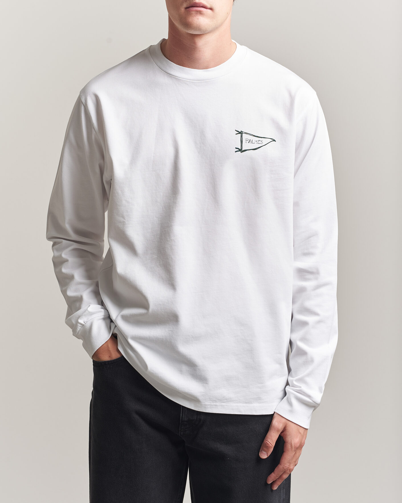 Heren | T-shirts | Palmes | Pennant Long Sleeve T-Shirt White