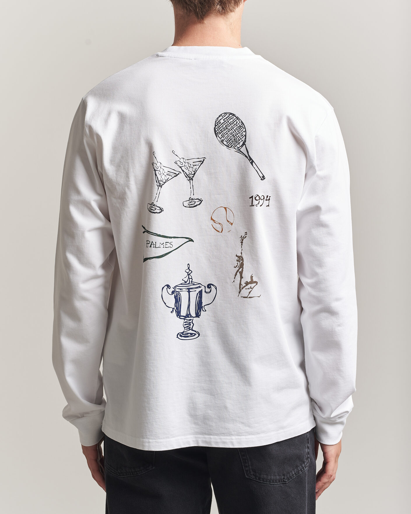 Heren | T-shirts | Palmes | Pennant Long Sleeve T-Shirt White
