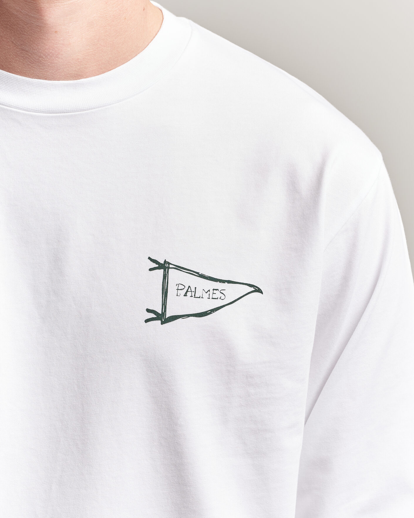 Heren | T-shirts | Palmes | Pennant Long Sleeve T-Shirt White