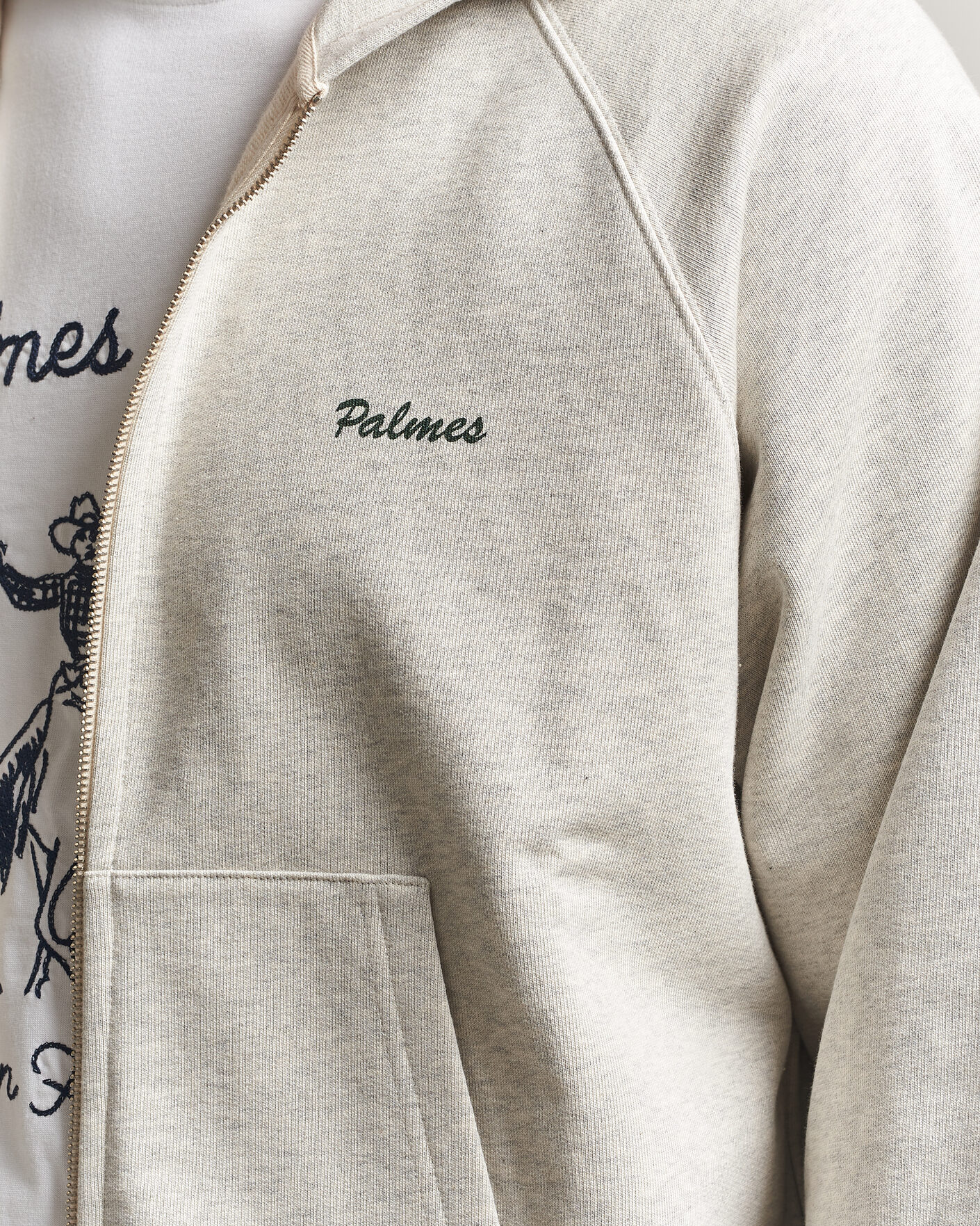 Heren | Truien | Palmes | Logo Zip Hoodie Grey Melange