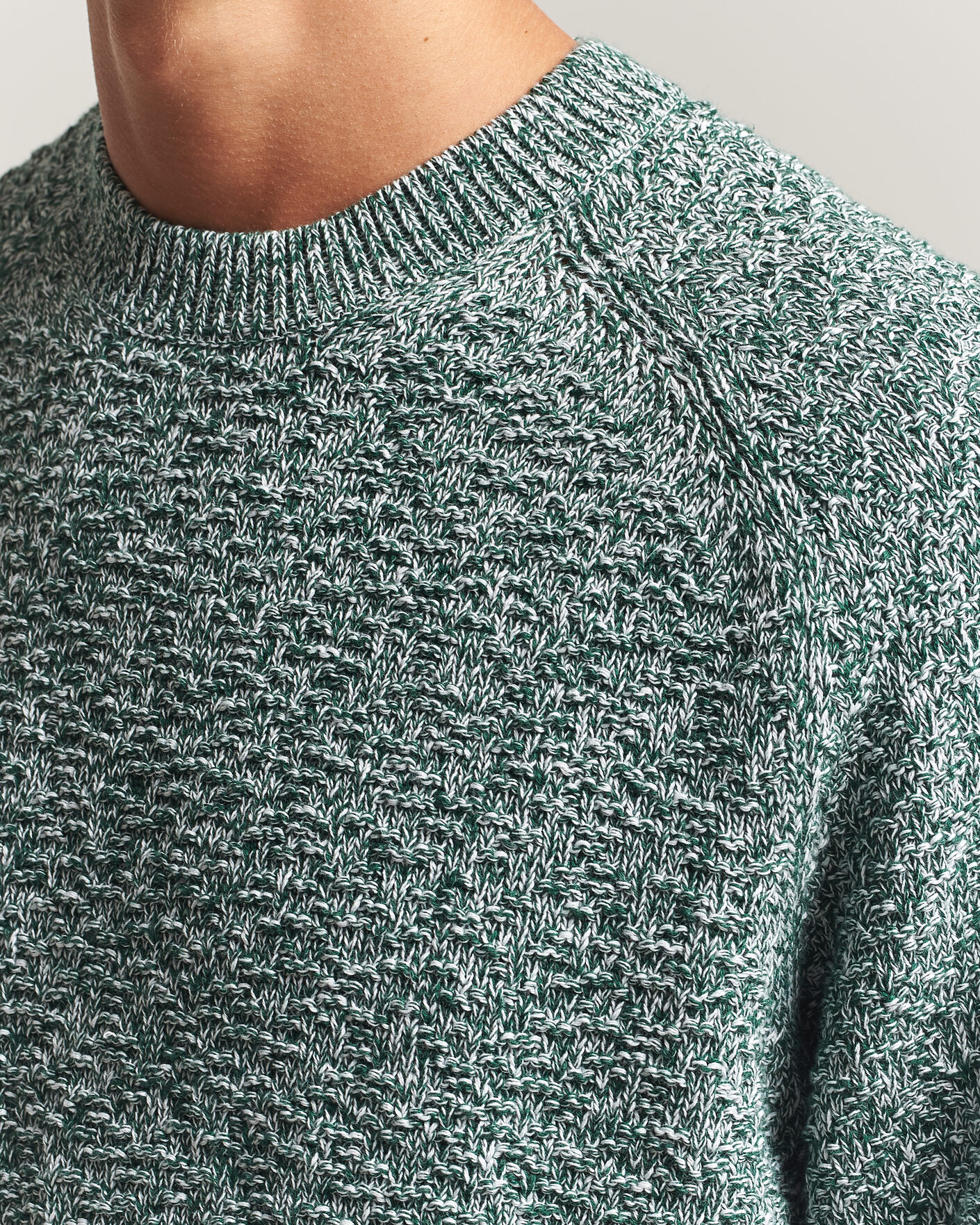 Heren | Truien | Palmes | Knitted Crew Neck Sweater Green Melange