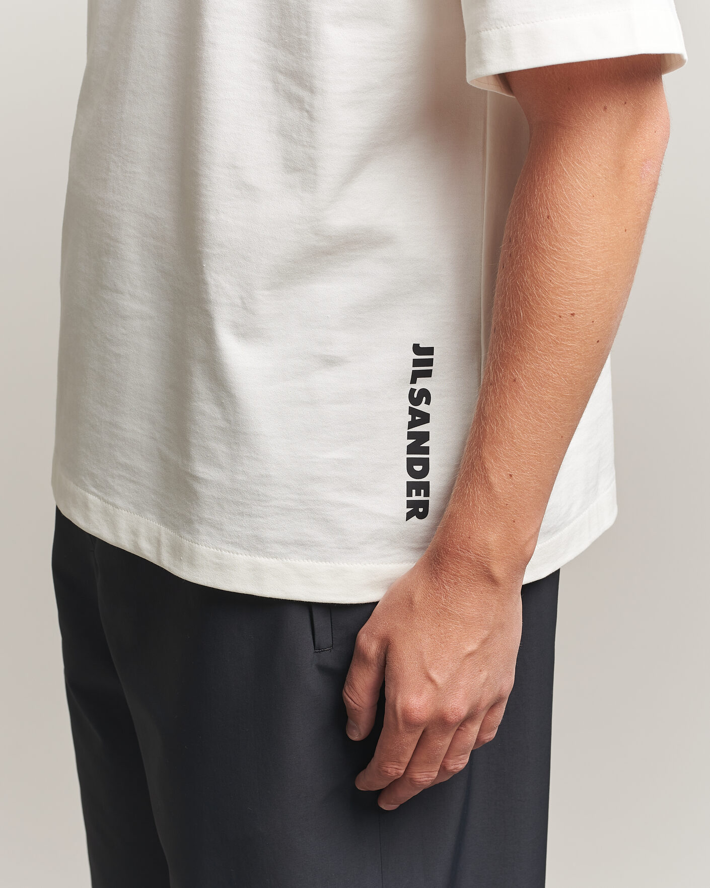 Heren | T-shirts | Jil Sander | Short Sleeve Side Logo T-Shirt Off White