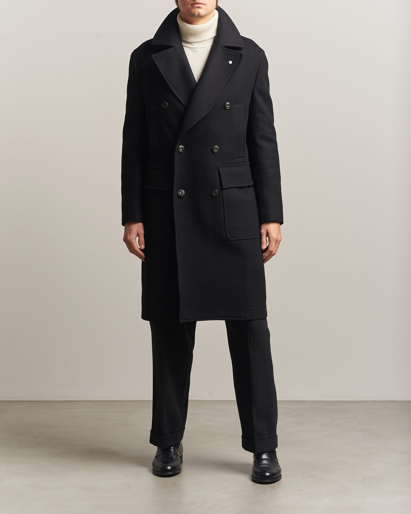 Heren | Jassen | L.B.M. 1911 | Double Breasted Wool/Cashmere Coat Black