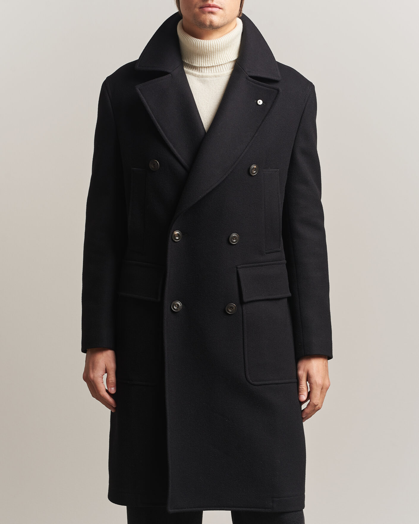 Heren | Jassen | L.B.M. 1911 | Double Breasted Wool/Cashmere Coat Black