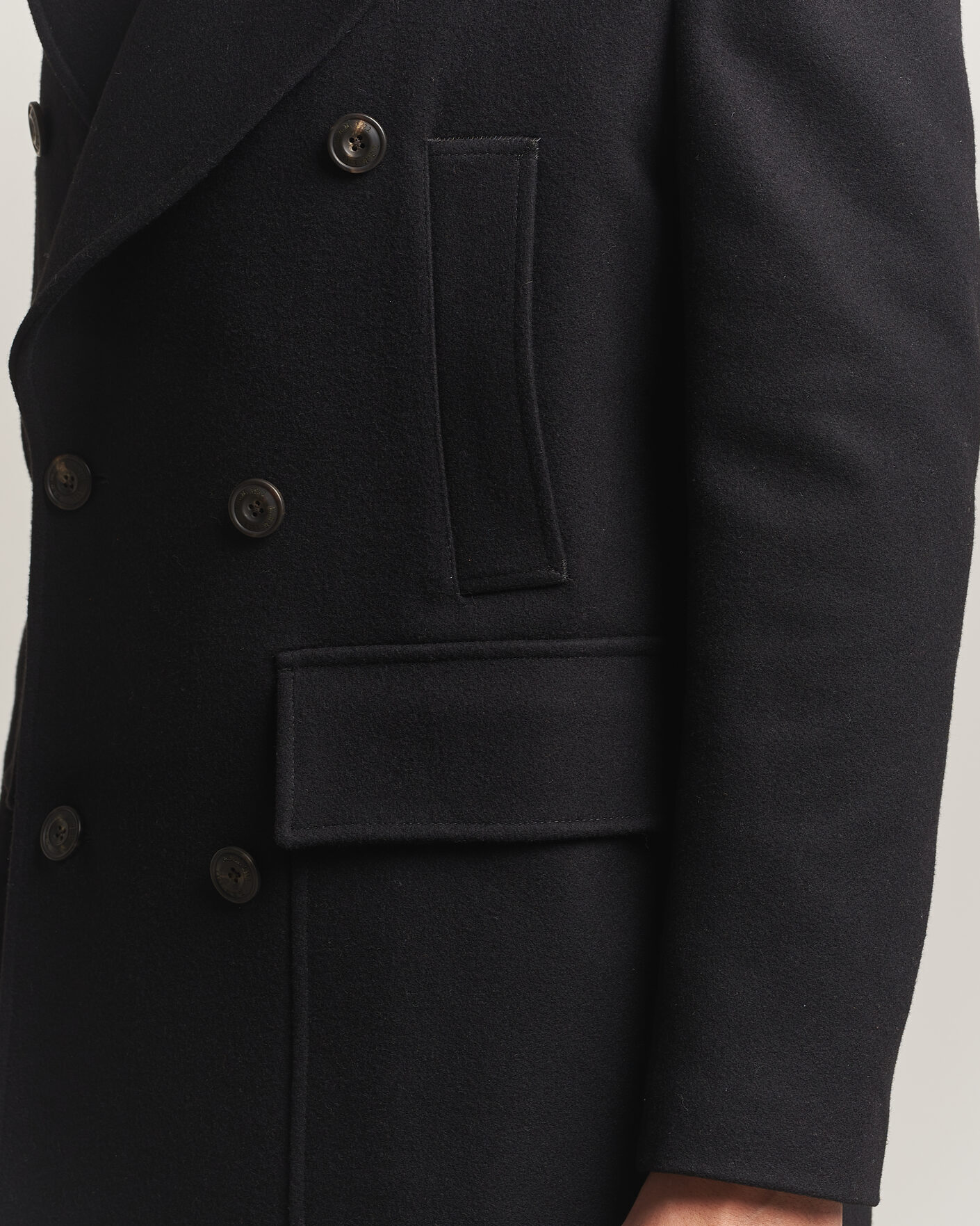 Heren | Jassen | L.B.M. 1911 | Double Breasted Wool/Cashmere Coat Black