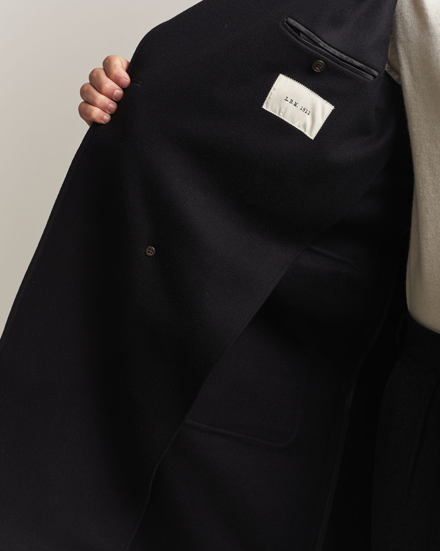 Heren | Jassen | L.B.M. 1911 | Double Breasted Wool/Cashmere Coat Black
