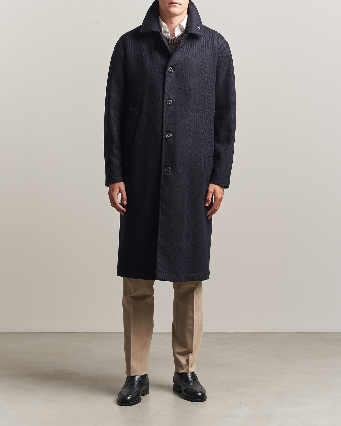 Heren | Jassen | L.B.M. 1911 | Wool/Cashmere Raglan Coat Navy