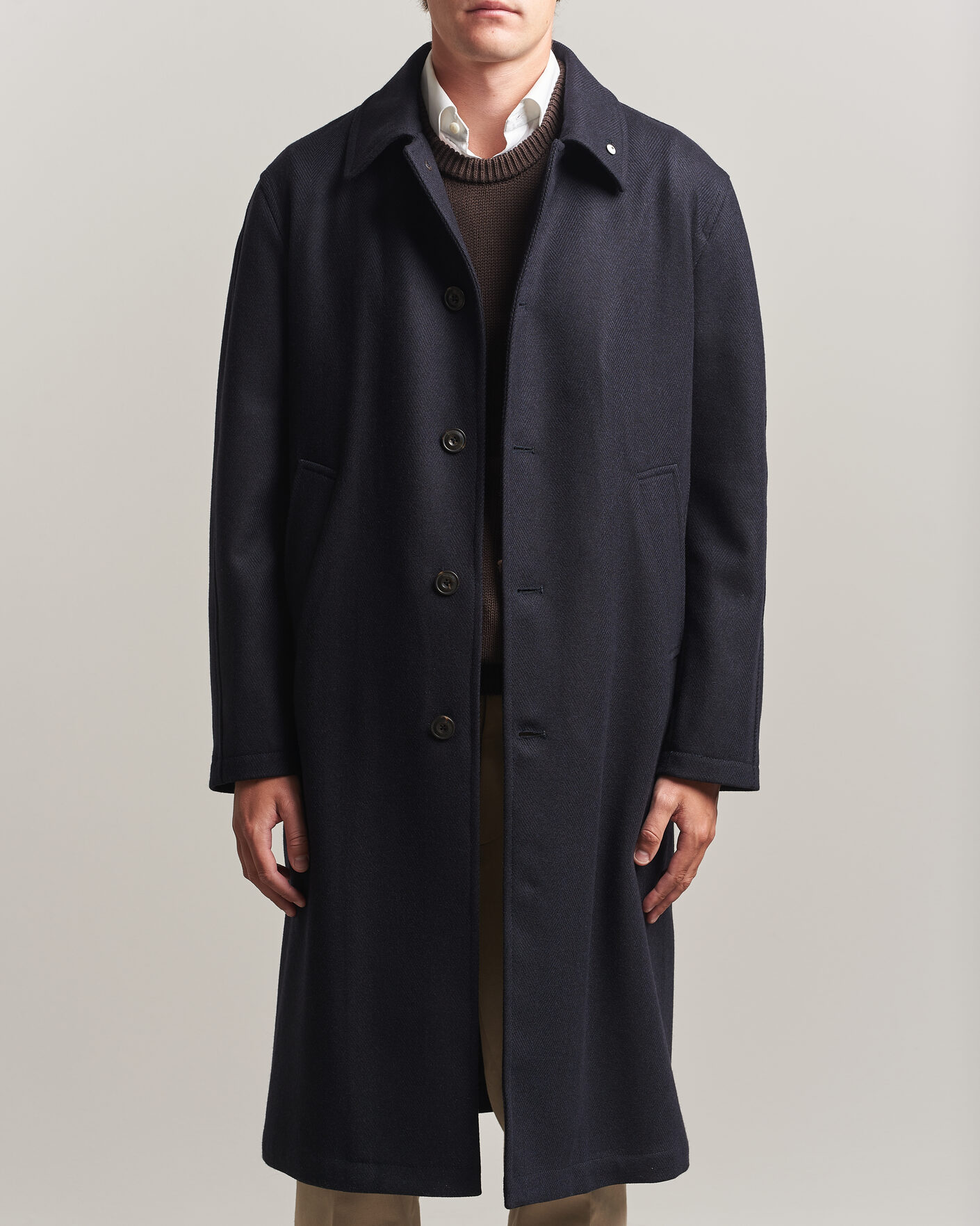 Heren | Jassen | L.B.M. 1911 | Wool/Cashmere Raglan Coat Navy