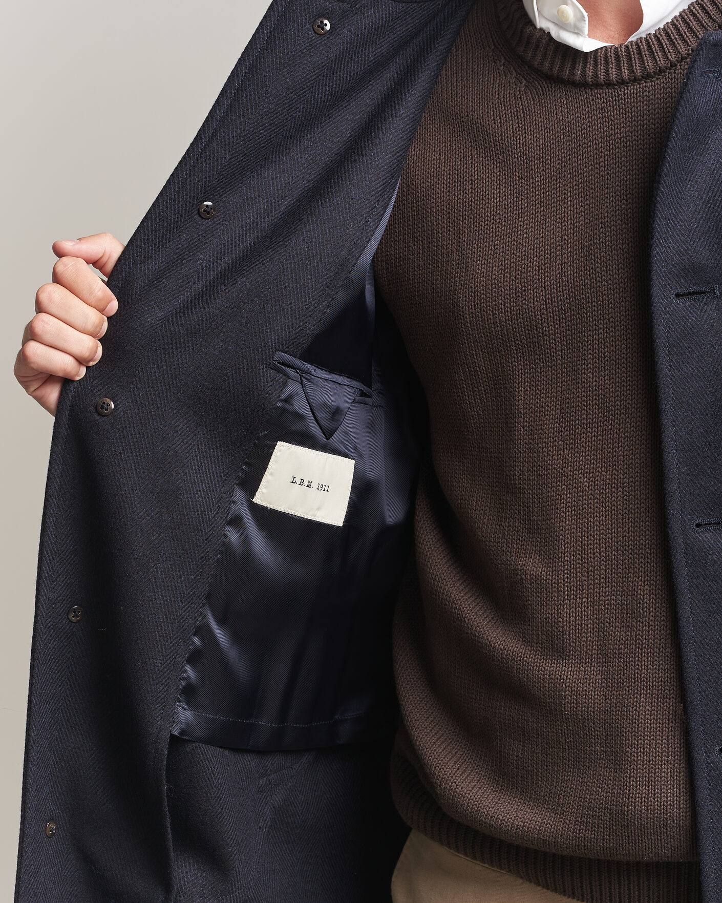 Heren | Jassen | L.B.M. 1911 | Wool/Cashmere Raglan Coat Navy