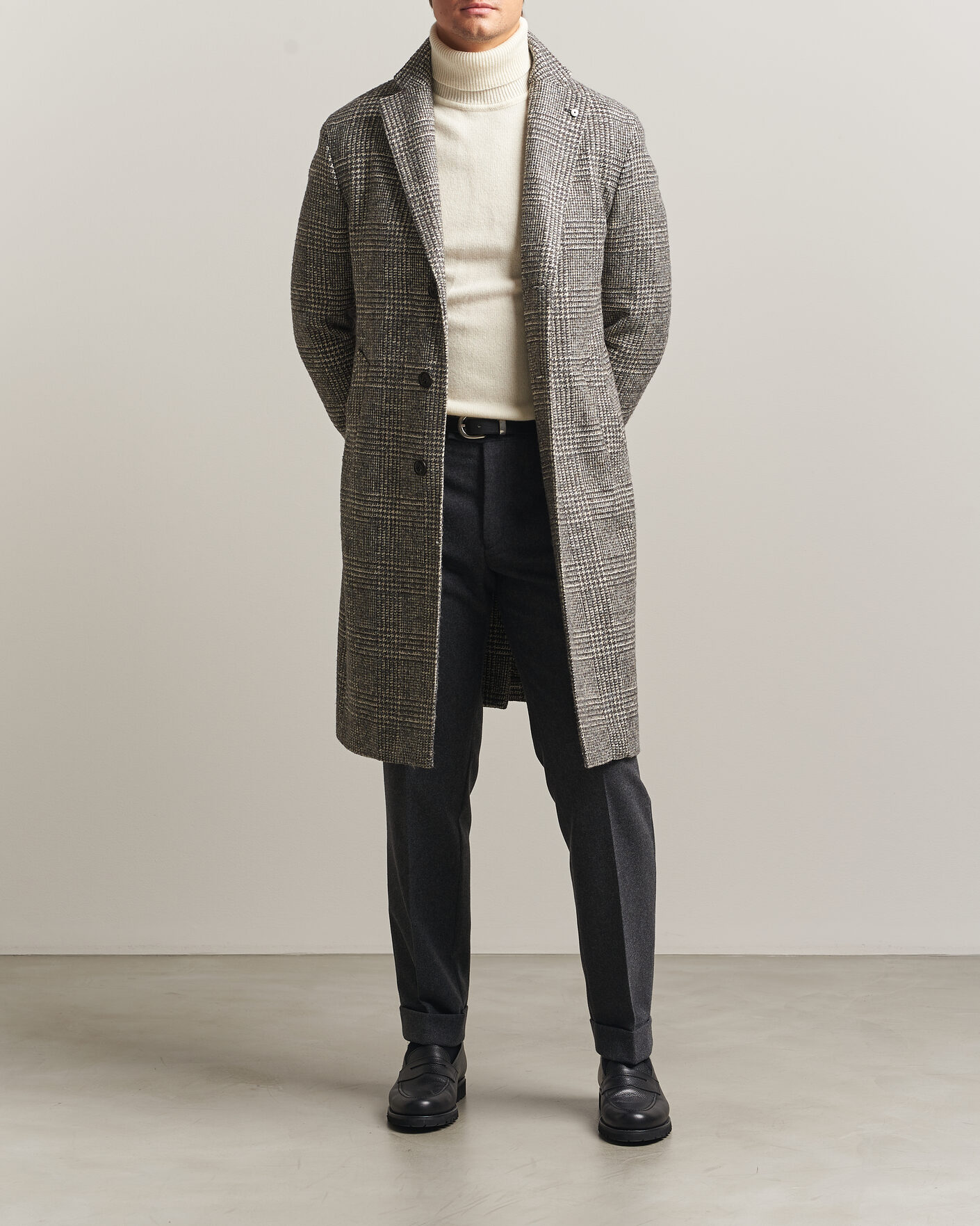 Heren | Jassen | L.B.M. 1911 | Checked Wool Coat Grey