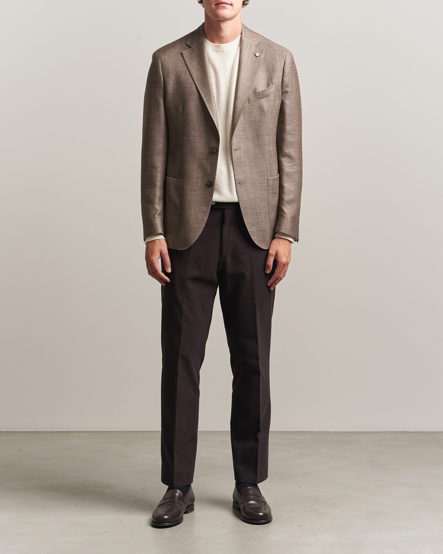 Heren | Blazers | L.B.M. 1911 | Jack Wool/Silk Hopsack Blazer Brown