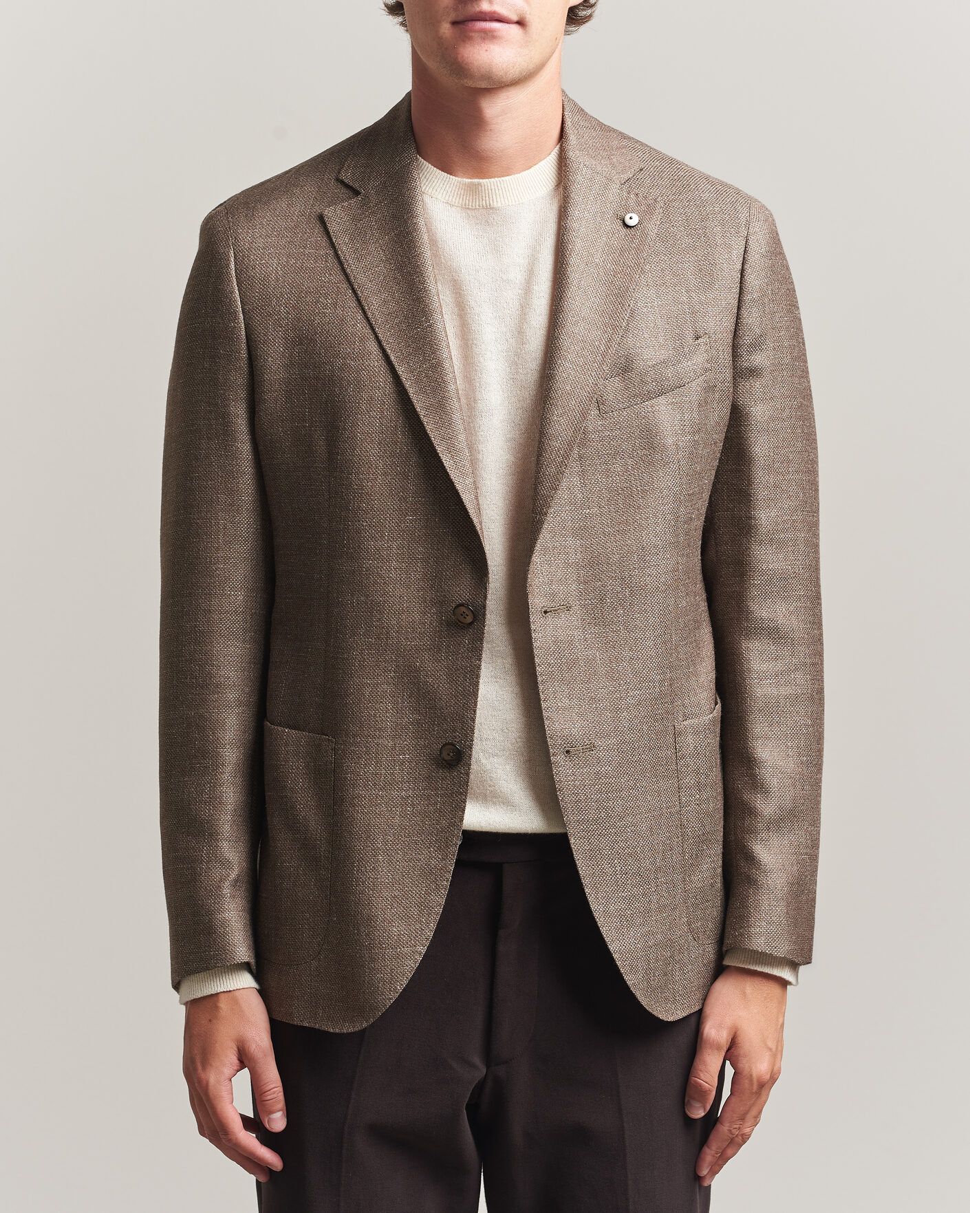 Heren | Blazers | L.B.M. 1911 | Jack Wool/Silk Hopsack Blazer Brown