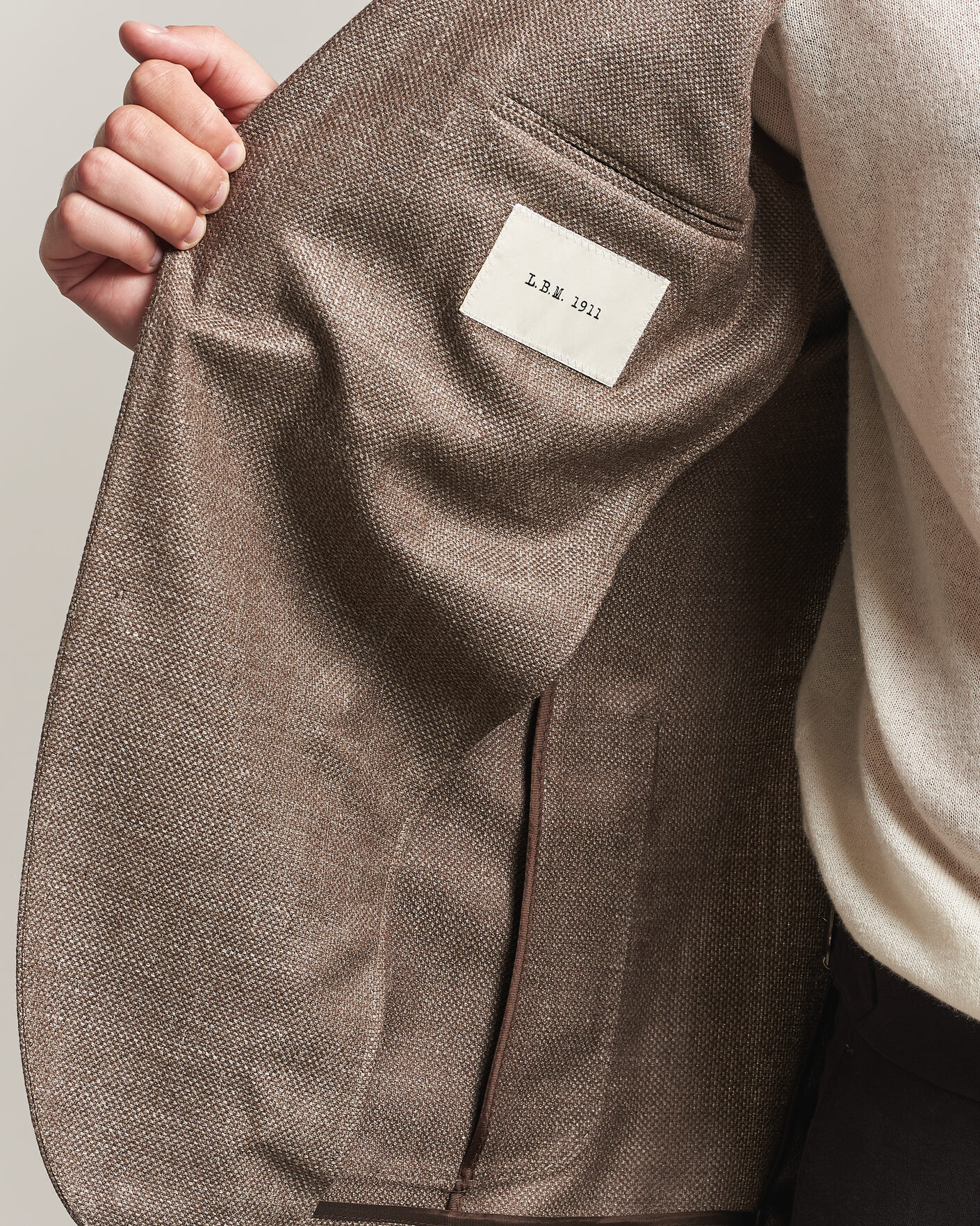 Heren | Blazers | L.B.M. 1911 | Jack Wool/Silk Hopsack Blazer Brown