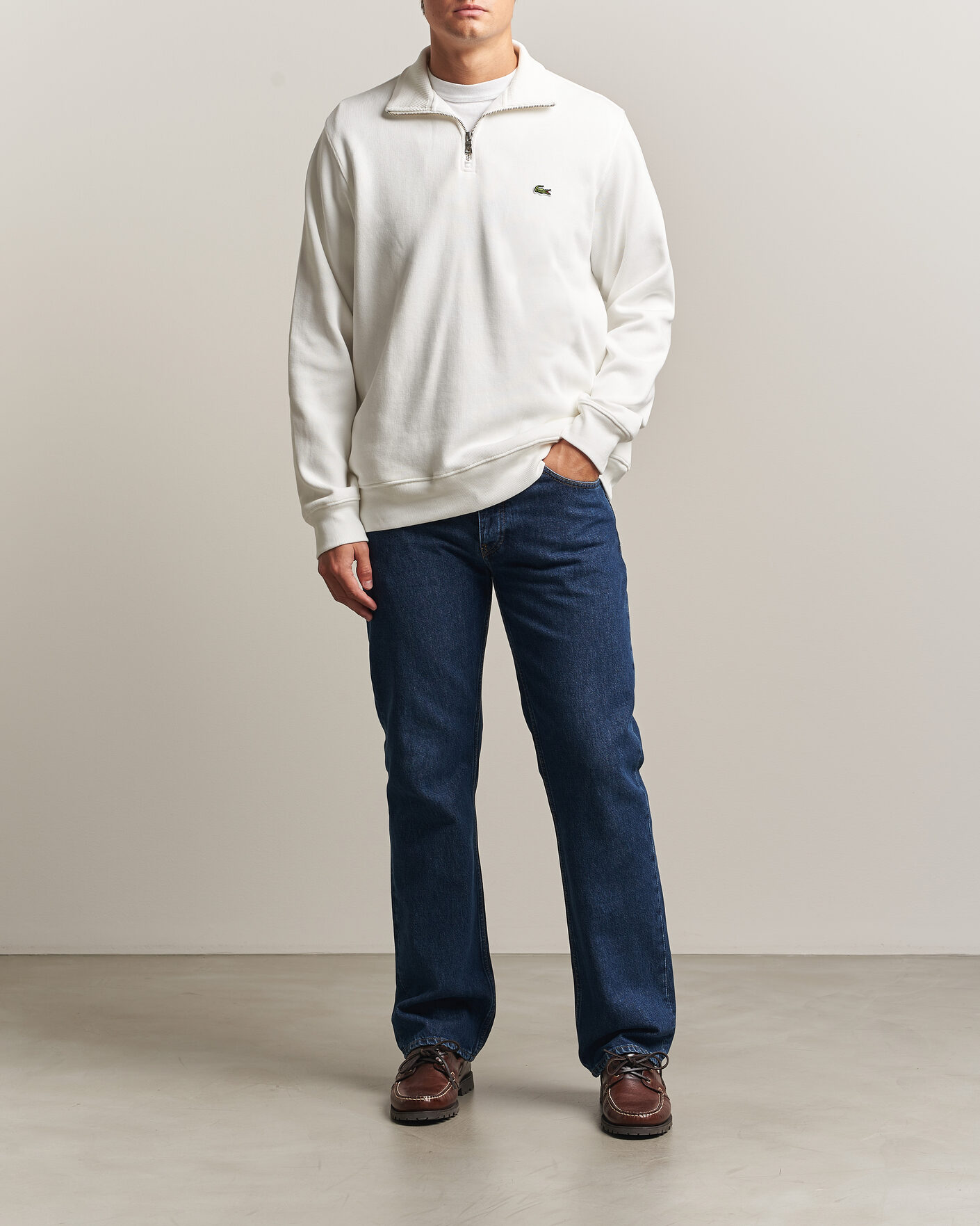 Heren | Truien | Lacoste | Rib Interlock Half Zip Flour