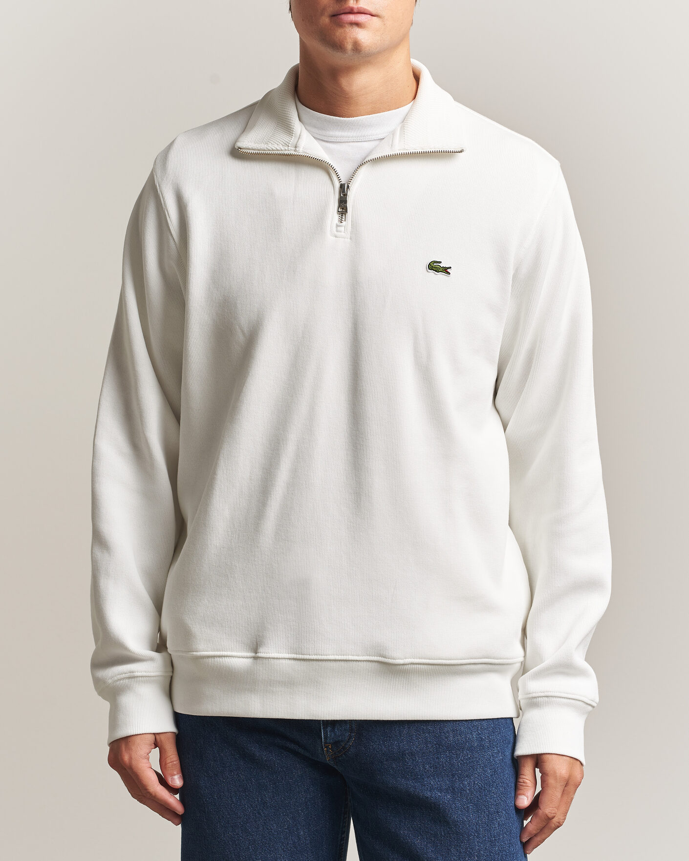 Heren | Truien | Lacoste | Rib Interlock Half Zip Flour