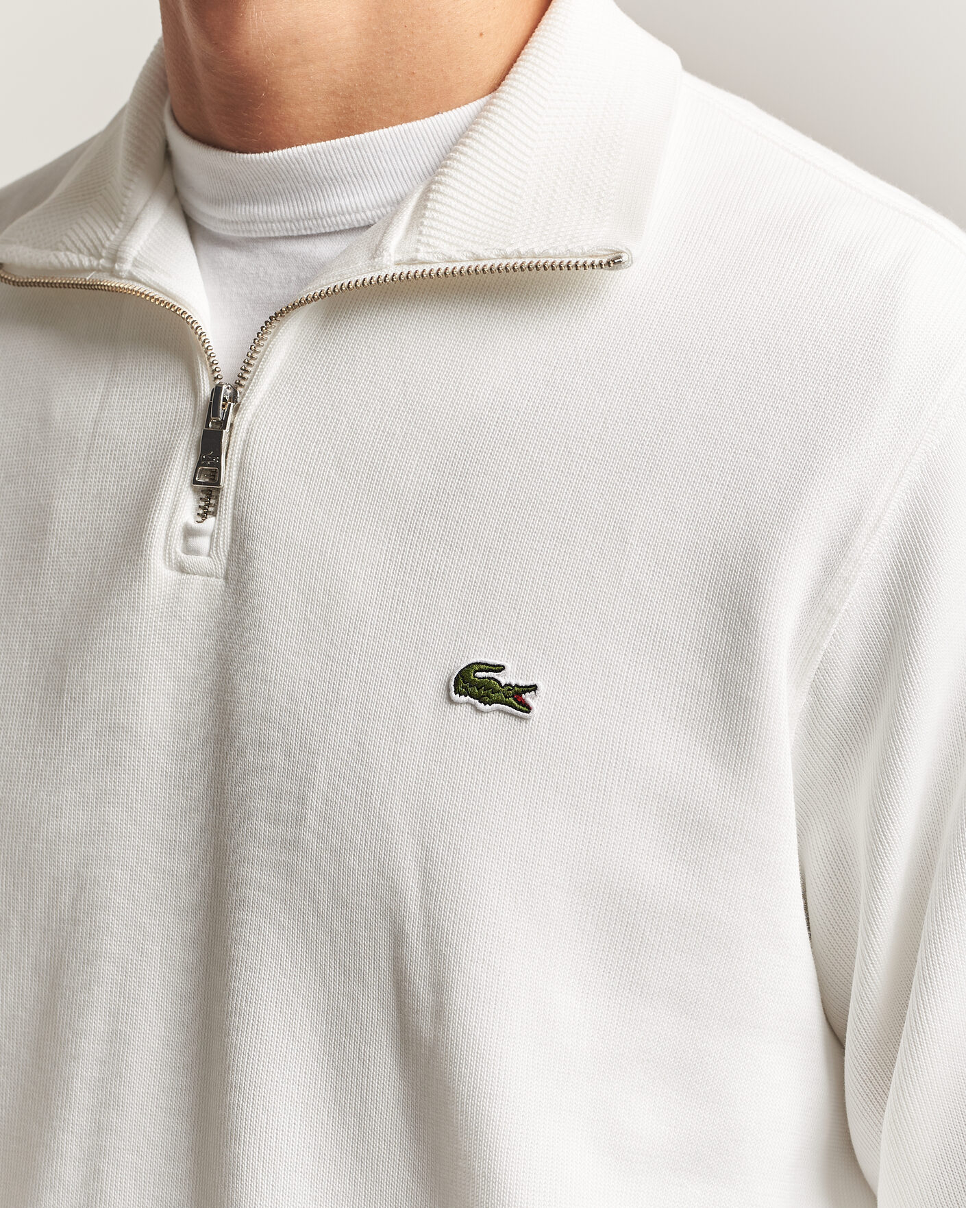 Heren | Truien | Lacoste | Rib Interlock Half Zip Flour