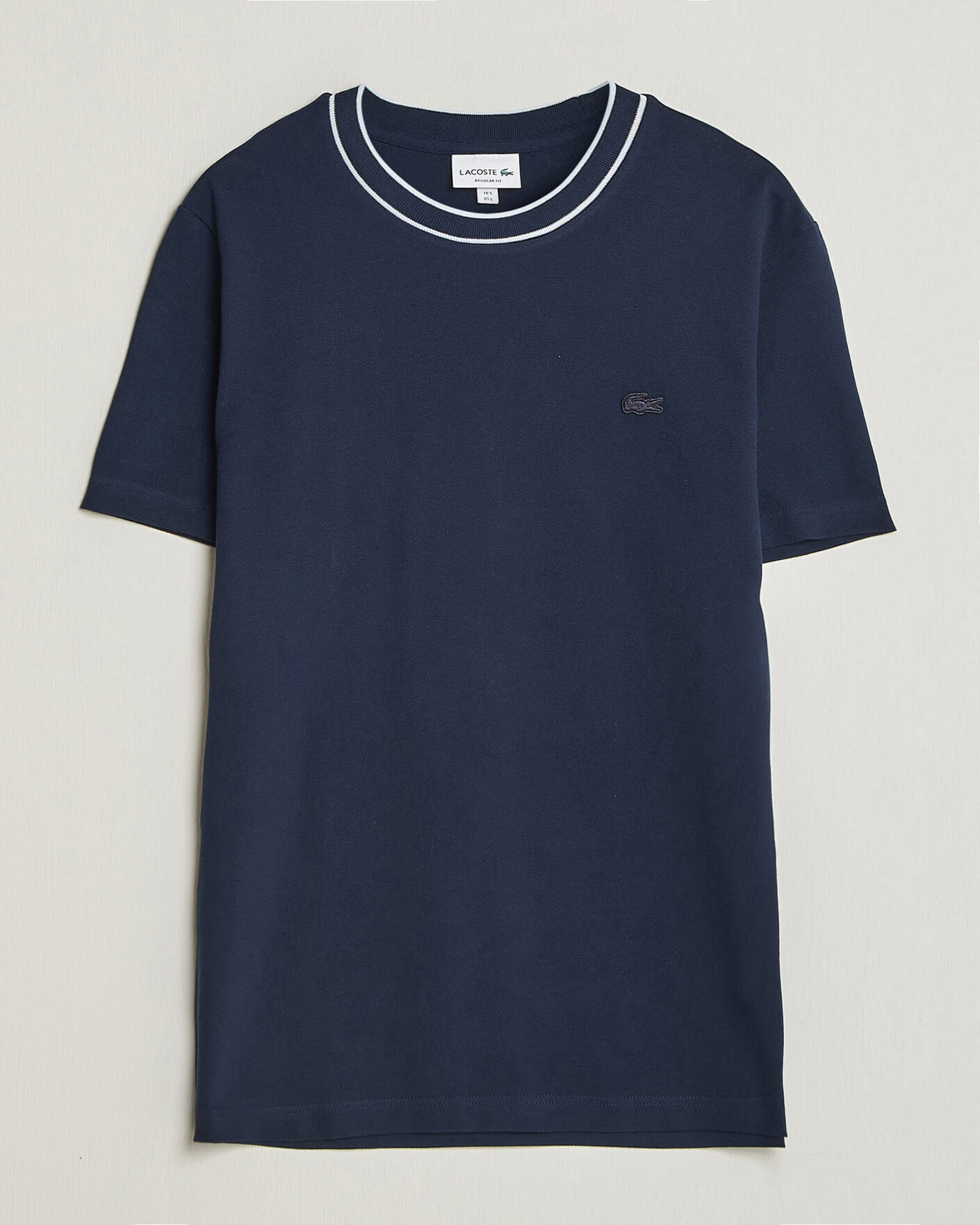 Heren | T-shirts | Lacoste | Contrast Rib Piqué T-Shirt Navy Blue