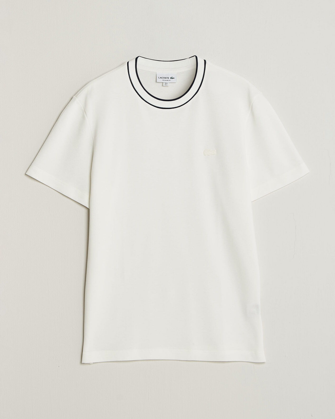 Heren | T-shirts | Lacoste | Contrast Rib Piqué T-Shirt Flour