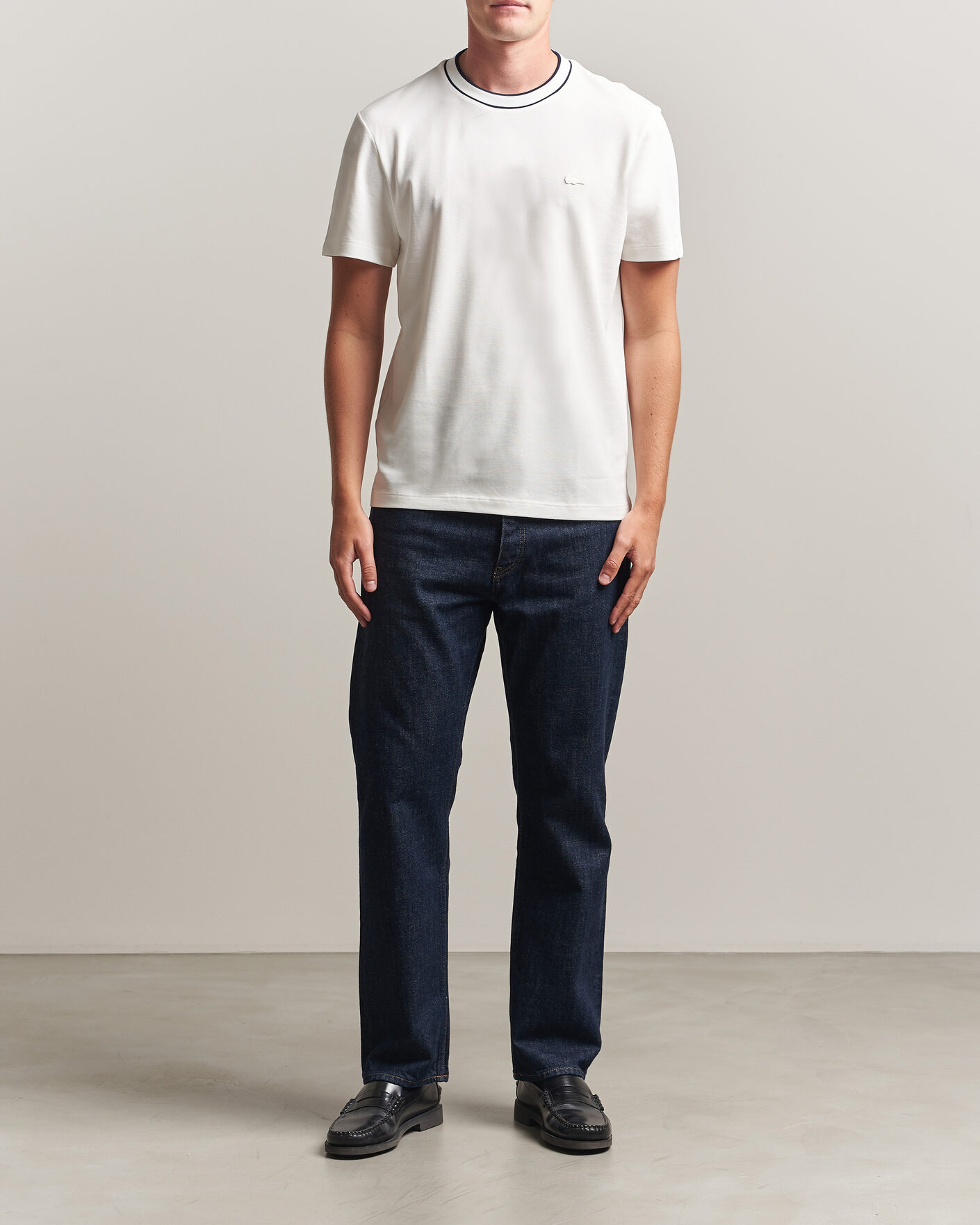 Heren | T-shirts | Lacoste | Contrast Rib Piqué T-Shirt Flour