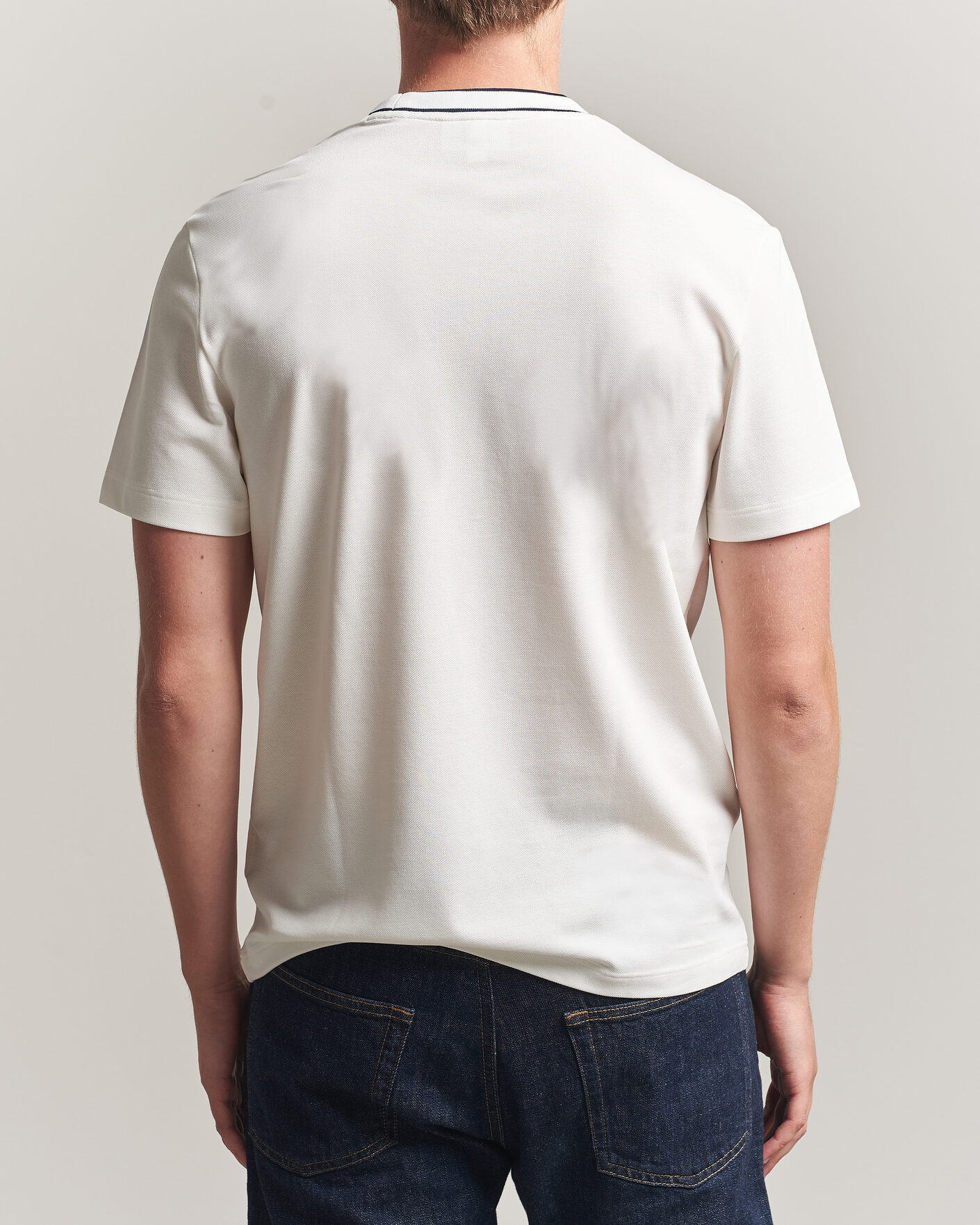 Heren | T-shirts | Lacoste | Contrast Rib Piqué T-Shirt Flour
