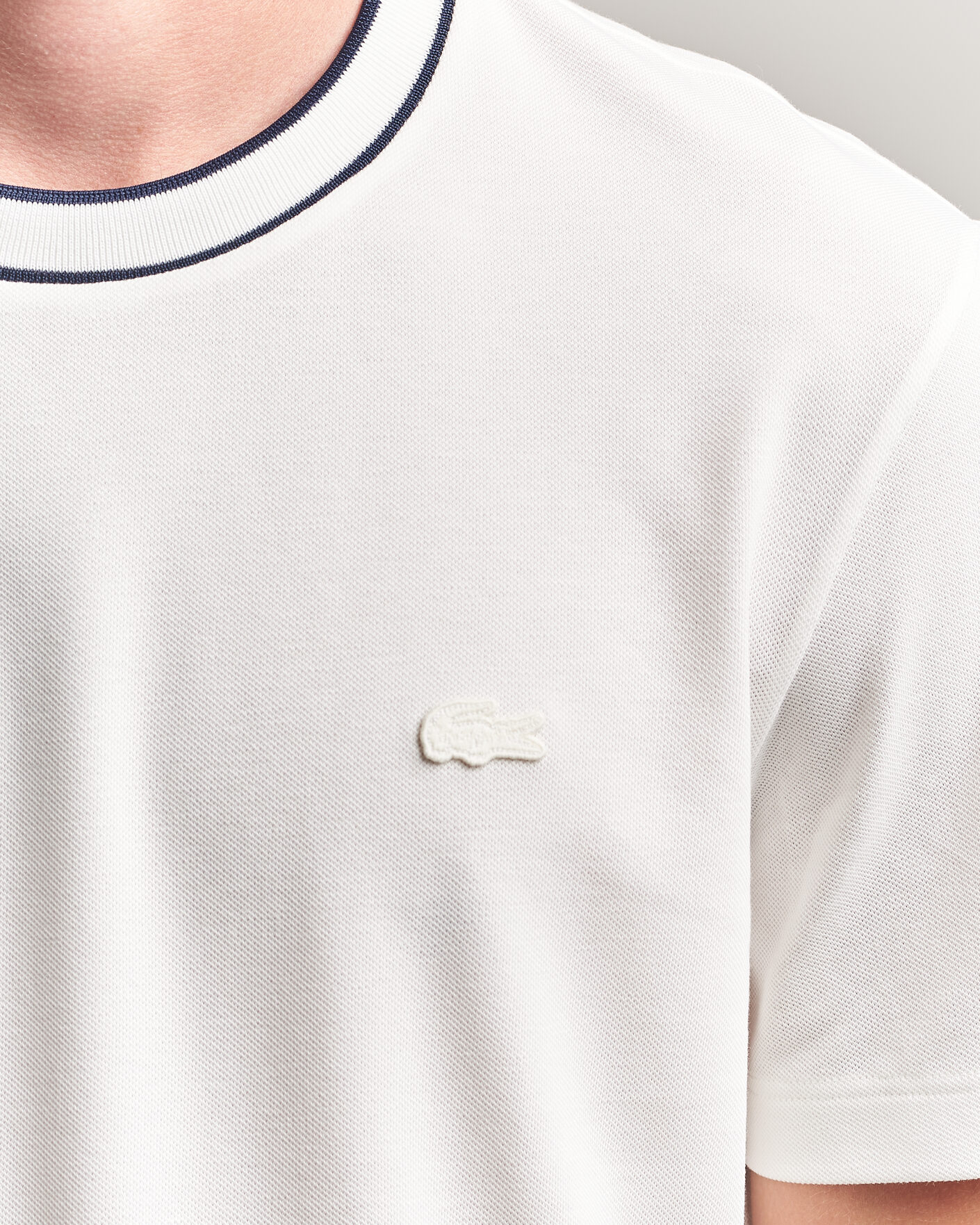 Heren | T-shirts | Lacoste | Contrast Rib Piqué T-Shirt Flour