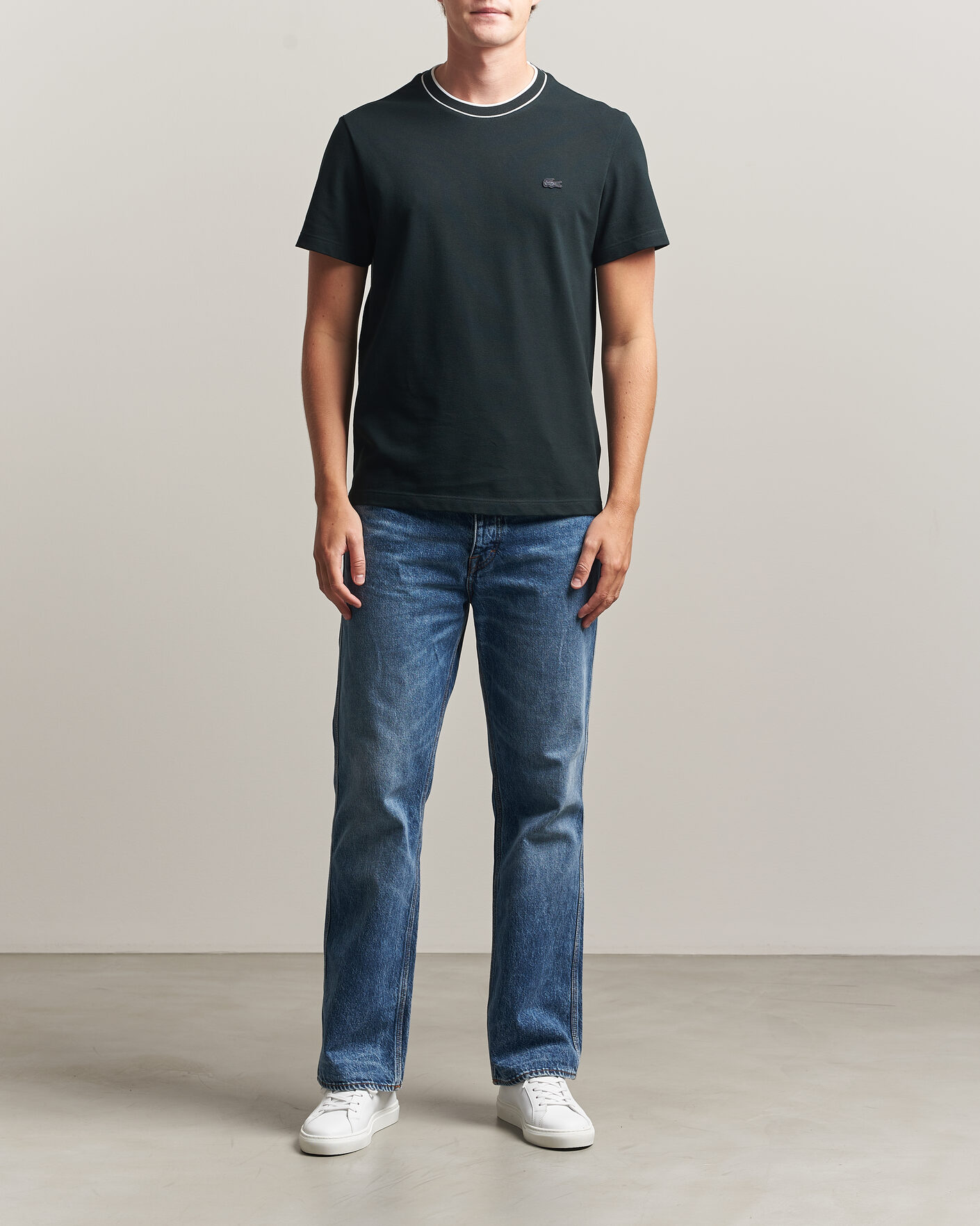 Heren | T-shirts | Lacoste | Contrast Rib Piqué T-Shirt Dark Varech
