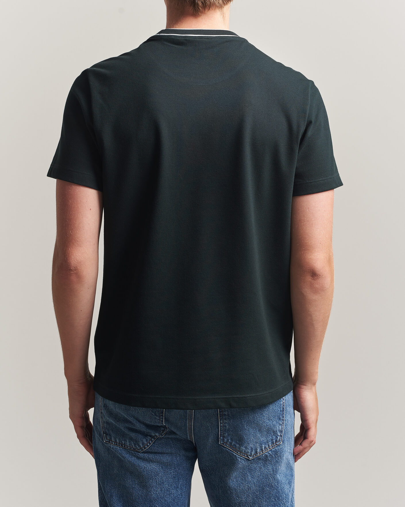 Heren | T-shirts | Lacoste | Contrast Rib Piqué T-Shirt Dark Varech