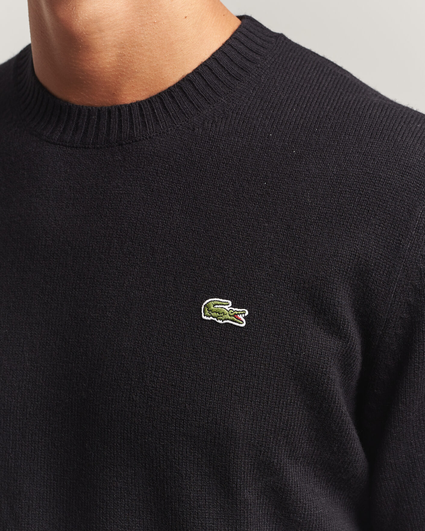 Heren | Truien | Lacoste | Carded Wool Crew Neck Black