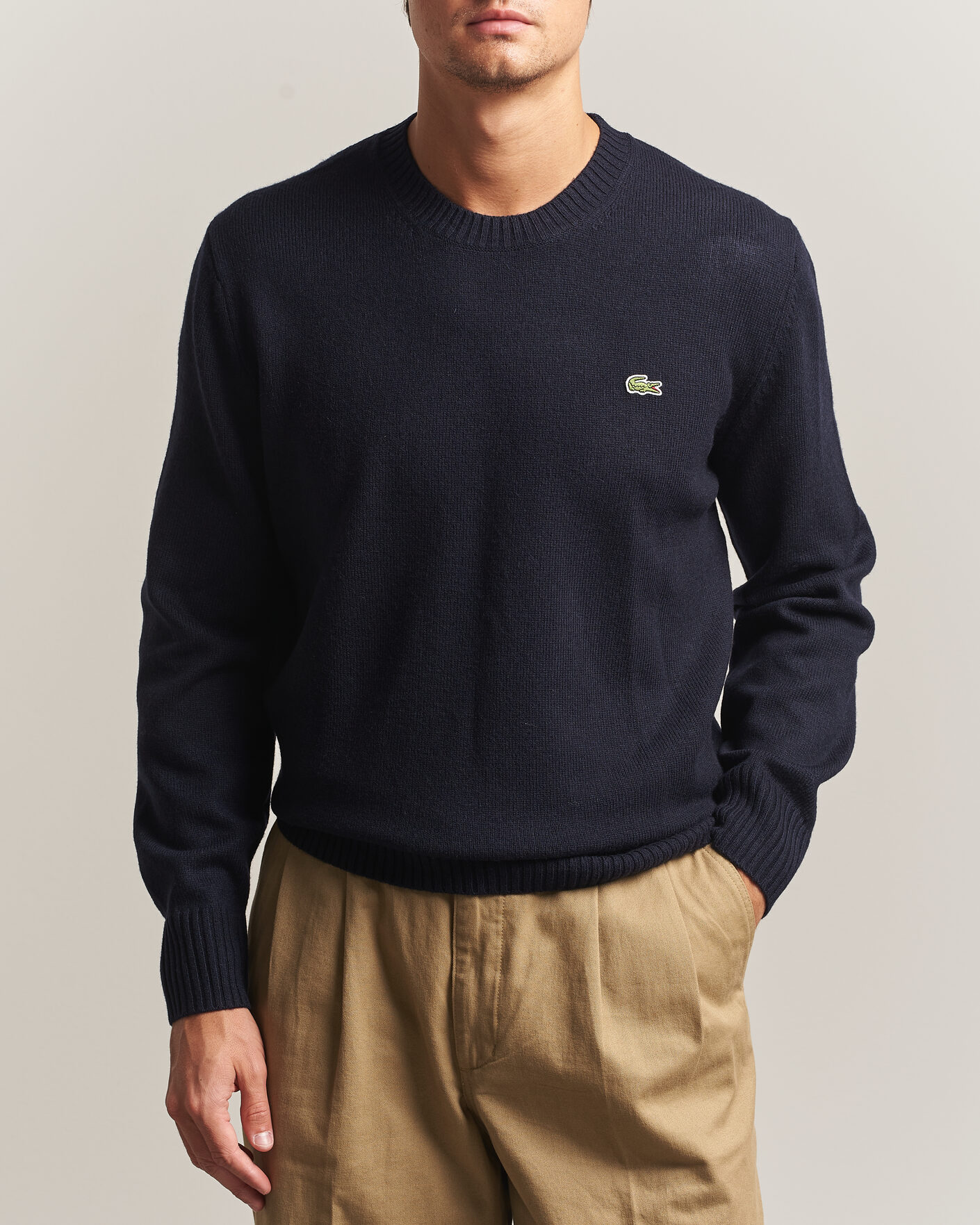 Heren | Truien | Lacoste | Carded Wool Crew Neck Navy Blue