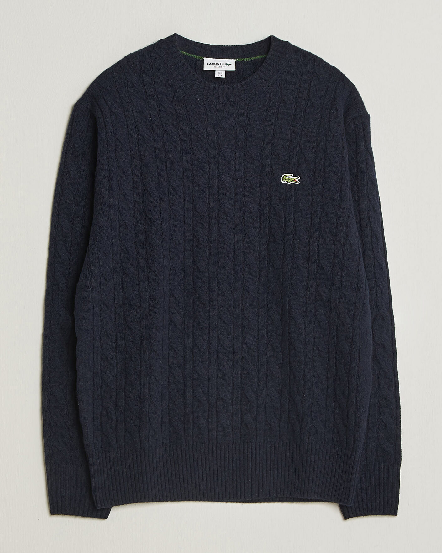 Heren | Truien | Lacoste | Carded Wool Cable Crew Neck Navy Blue