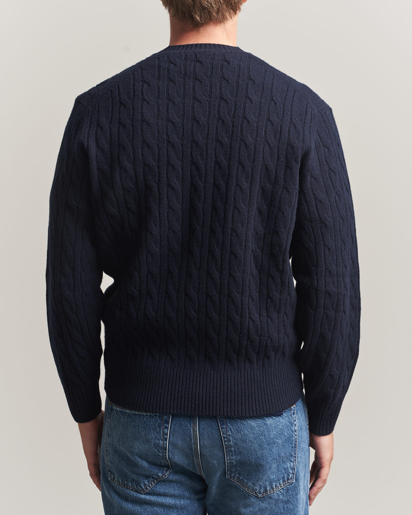 Heren | Truien | Lacoste | Carded Wool Cable Crew Neck Navy Blue