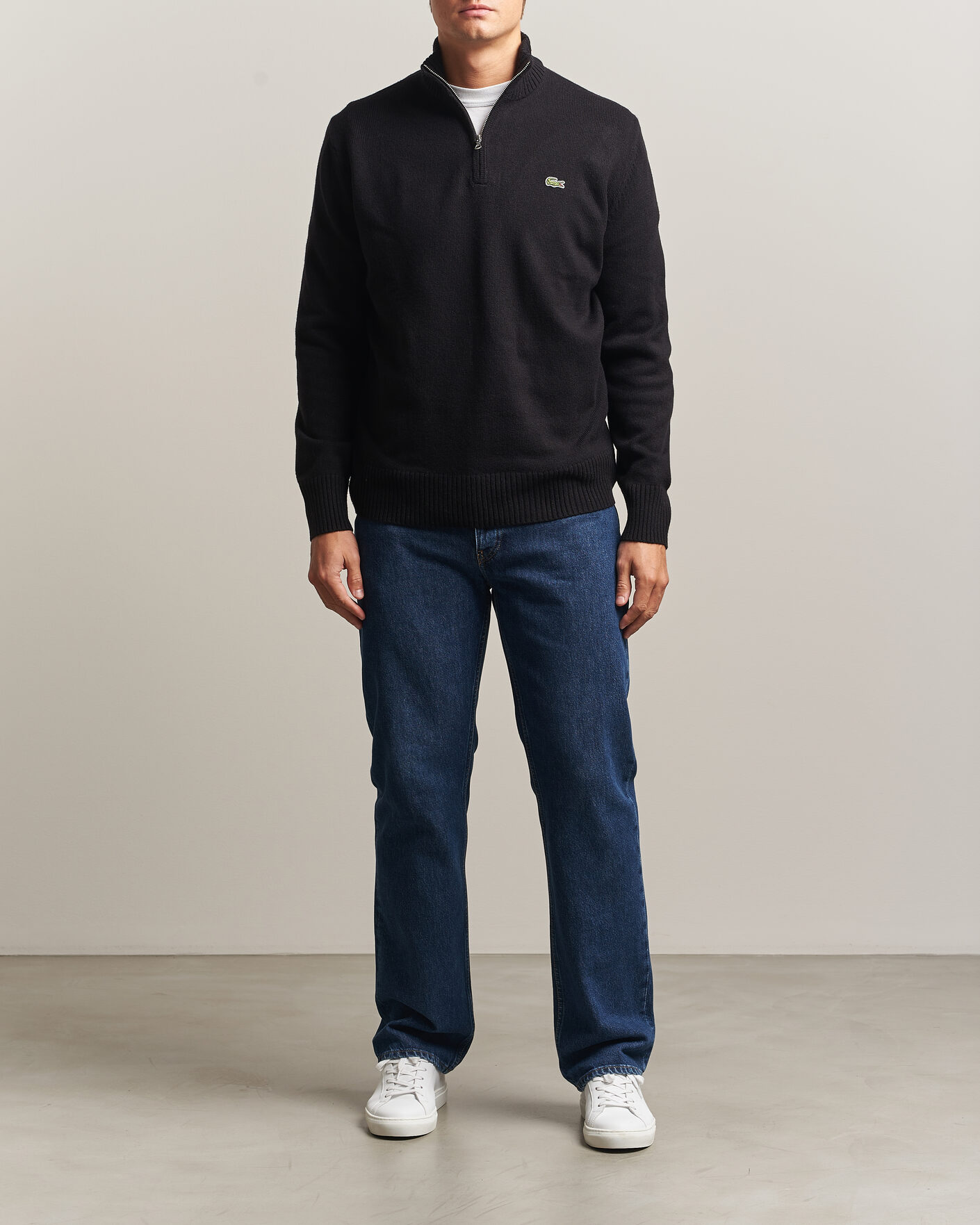 Heren | Truien | Lacoste | Carded Wool Half Zip Black