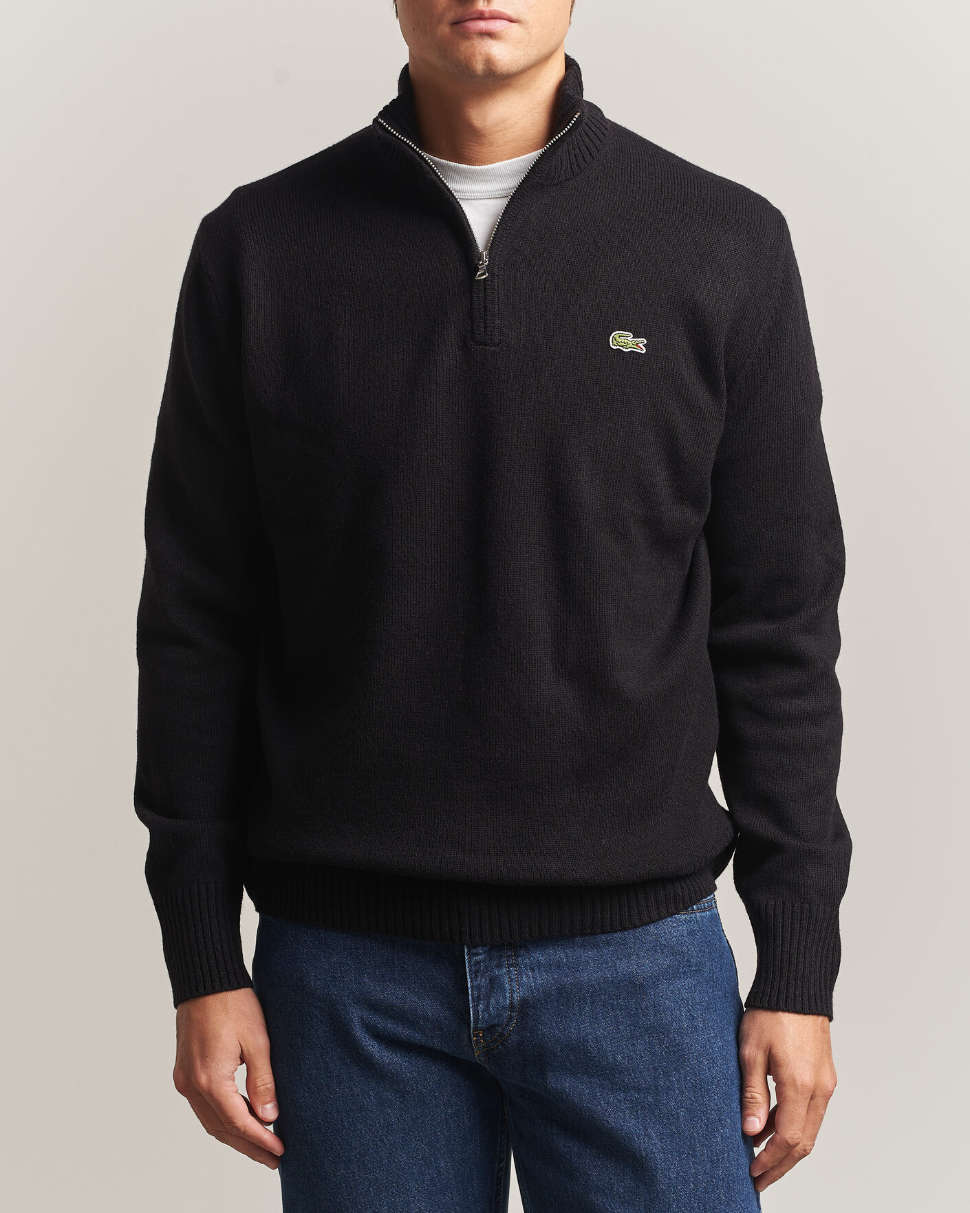 Heren | Truien | Lacoste | Carded Wool Half Zip Black