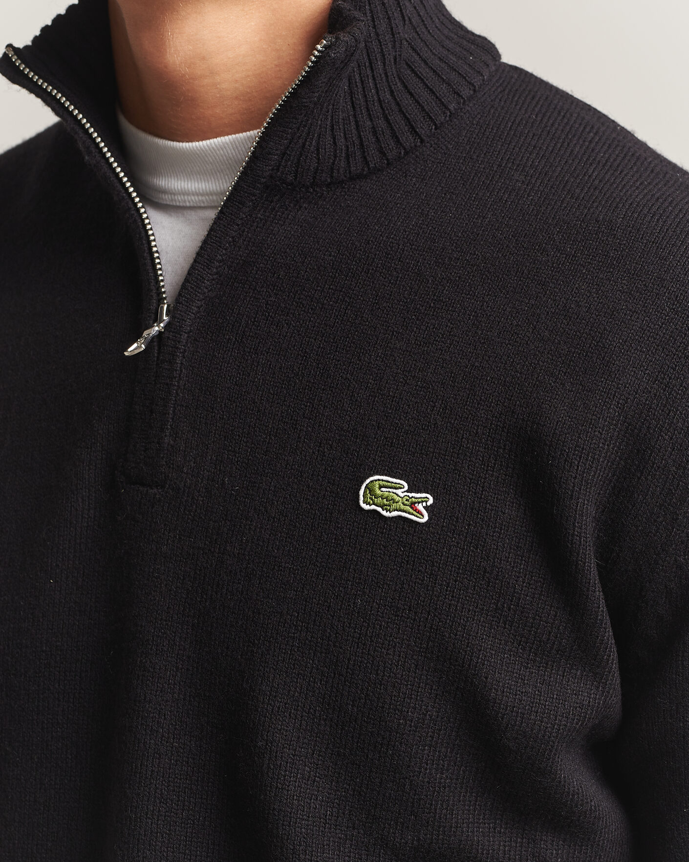 Heren | Truien | Lacoste | Carded Wool Half Zip Black