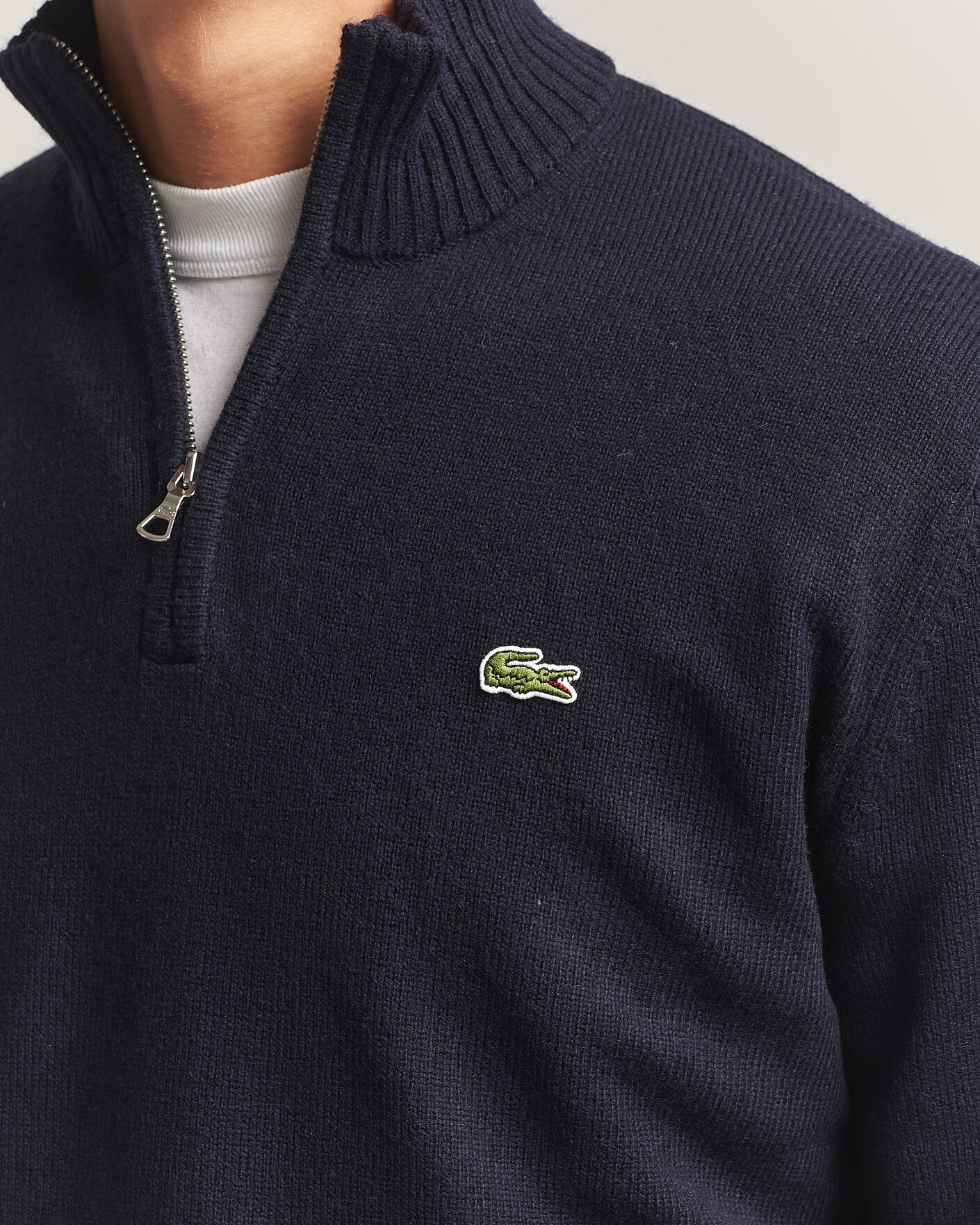 Heren | Truien | Lacoste | Carded Wool Half Zip Navy Blue