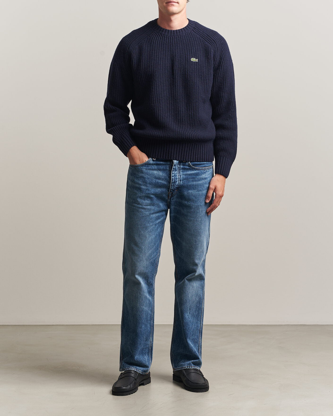 Heren | Truien | Lacoste | Heavy Wool Knitted Sweater Navy Blue