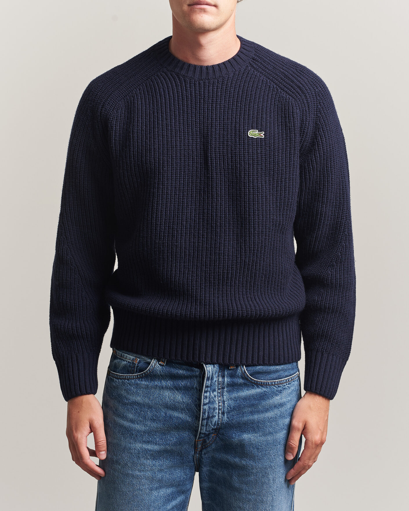 Heren | Truien | Lacoste | Heavy Wool Knitted Sweater Navy Blue