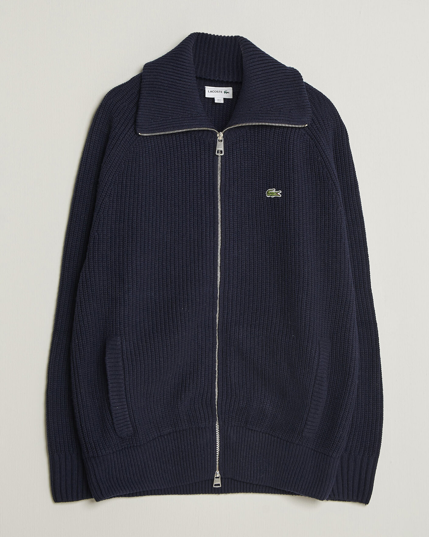 Heren | Truien | Lacoste | Heavy Wool Knitted Full Zip Navy Blue