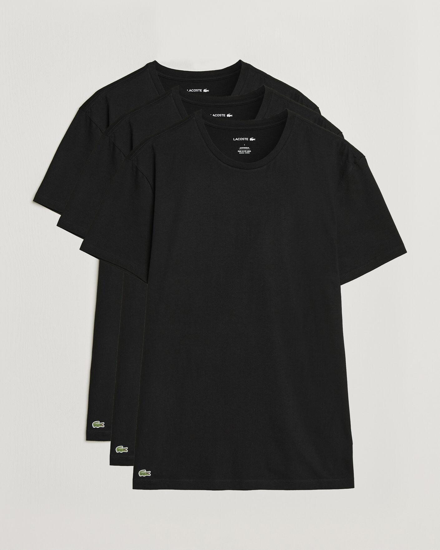 Heren | T-shirts | Lacoste | 3-Pack Crew Neck T-Shirt Black