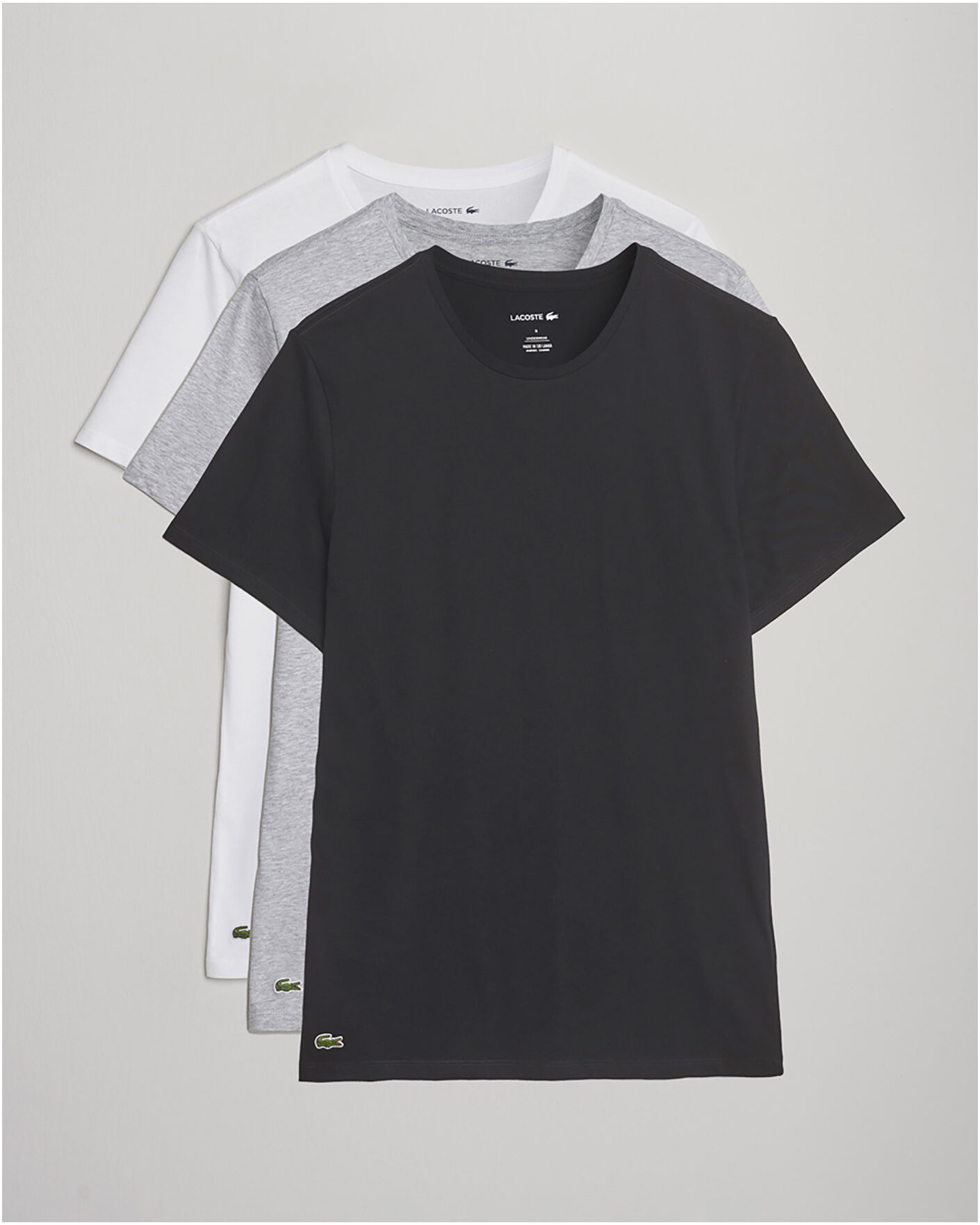 Heren | T-shirts | Lacoste | 3-Pack Crew Neck T-Shirt White/Grey/Black