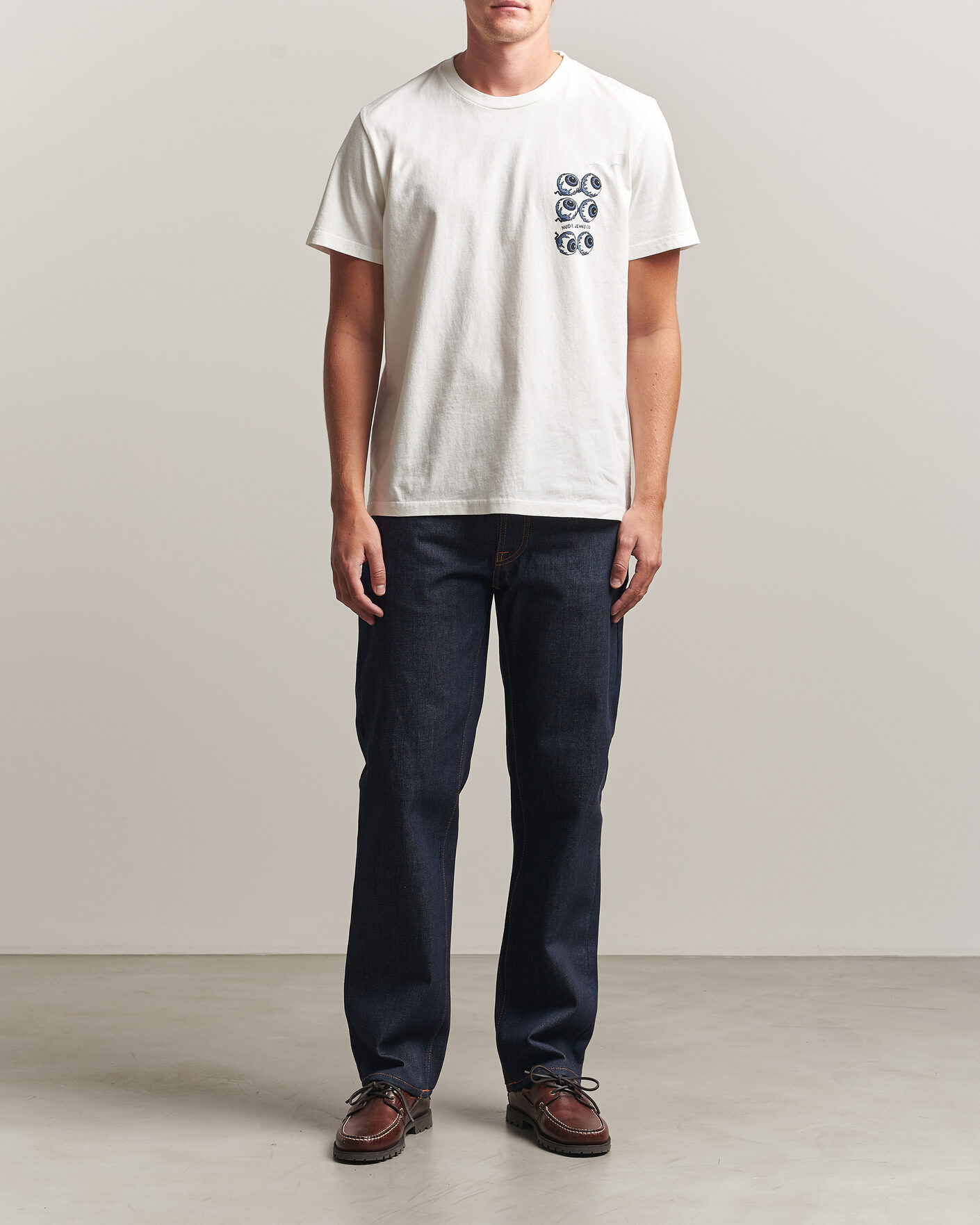 Heren | T-shirts | Nudie Jeans | Roy Wall Crack T-Shirt Chalk White
