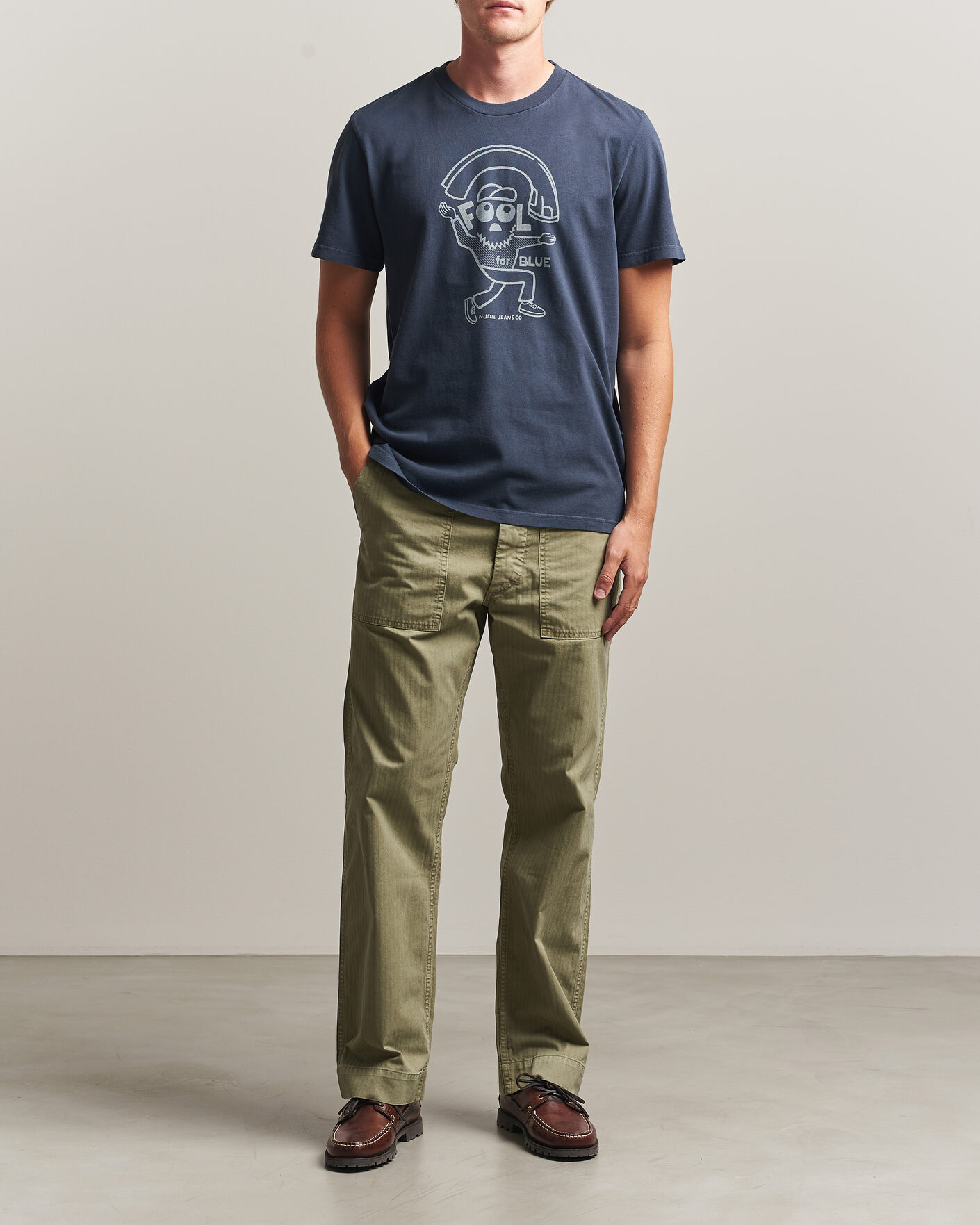 Heren | T-shirts | Nudie Jeans | Roy Jeanjuggler T-Shirt Dark Blue
