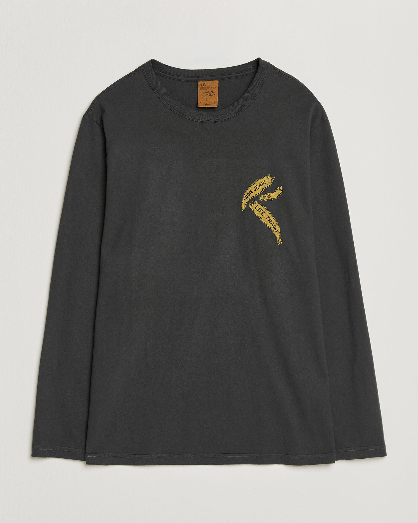 Heren | T-shirts | Nudie Jeans | Rudi Life Tracks II Long Sleeved T-Shirt Antracite