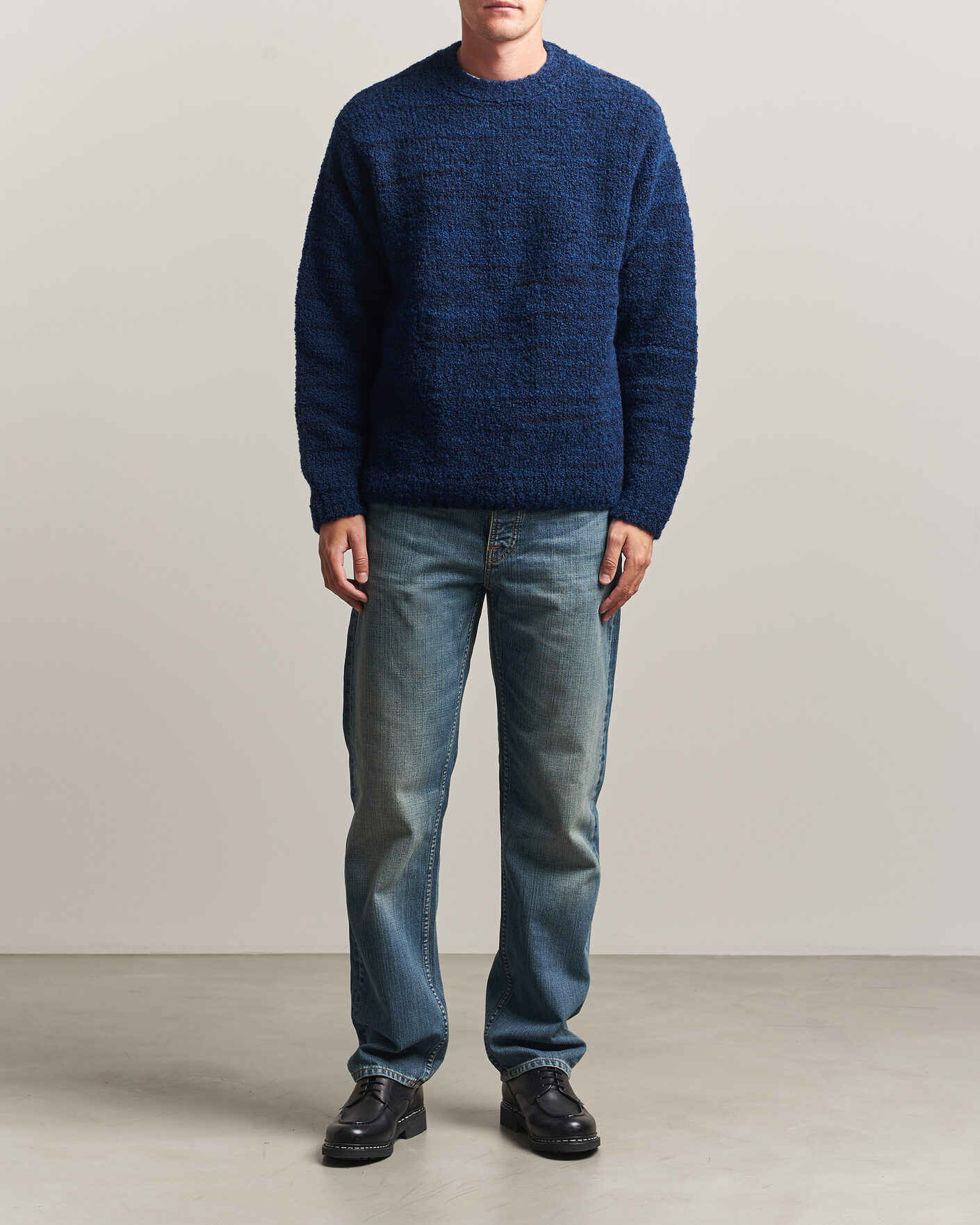 Heren | Truien | Nudie Jeans | Gurra Bouclé Knitted Sweater Blue Multi