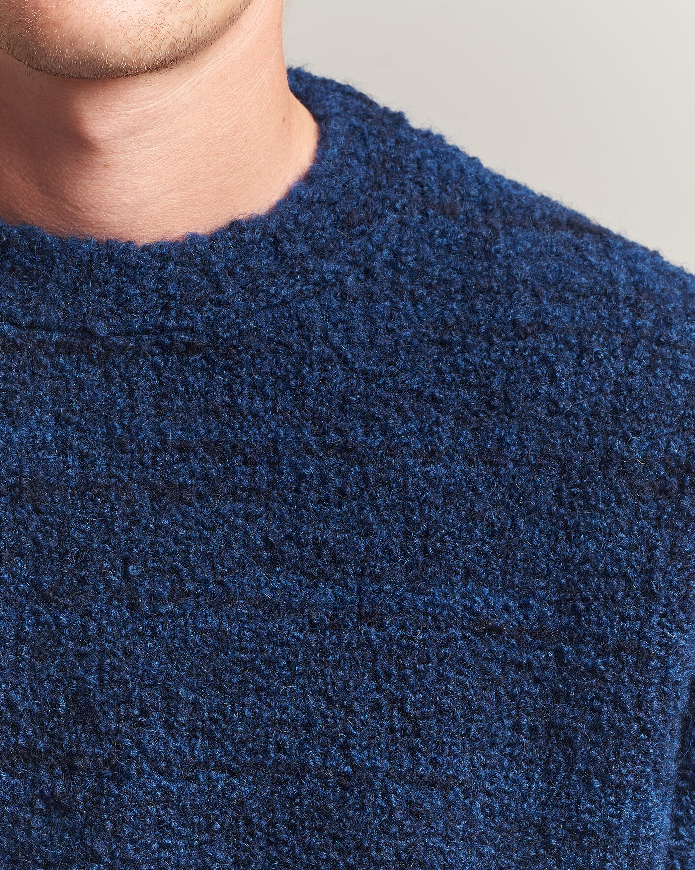 Heren | Truien | Nudie Jeans | Gurra Bouclé Knitted Sweater Blue Multi