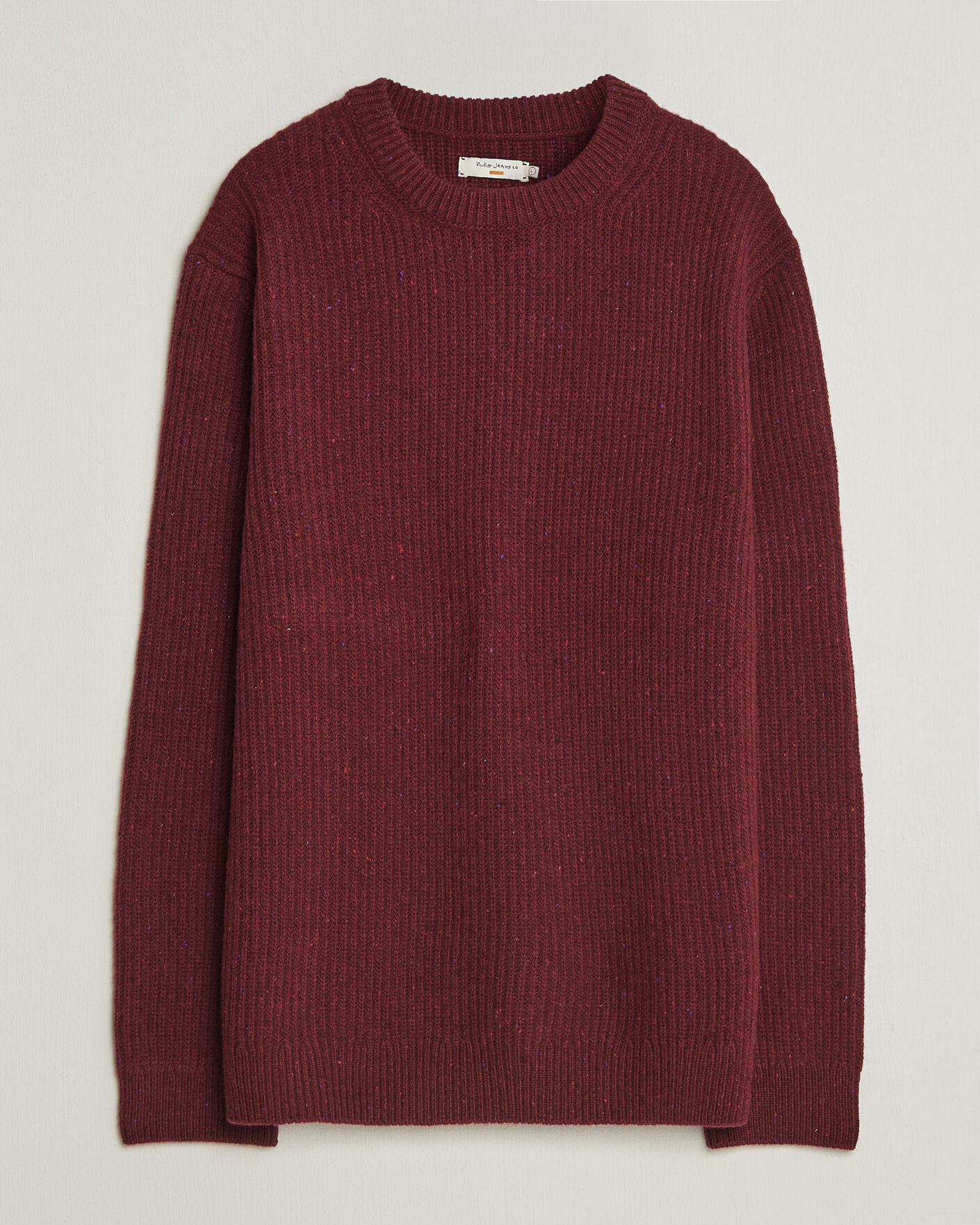 Heren | Truien | Nudie Jeans | August Wool Rib Knitted Sweater Burgundy