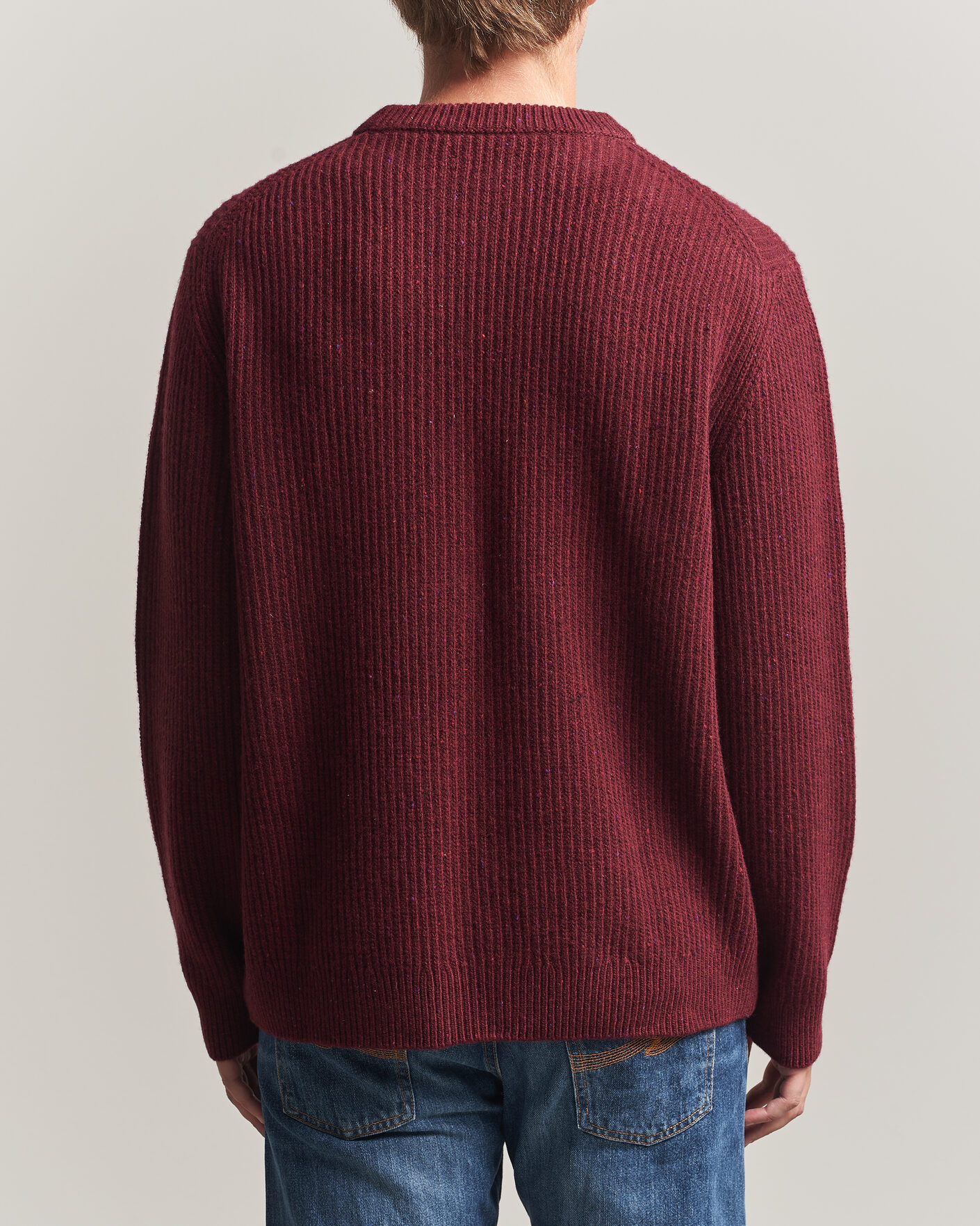 Heren | Truien | Nudie Jeans | August Wool Rib Knitted Sweater Burgundy