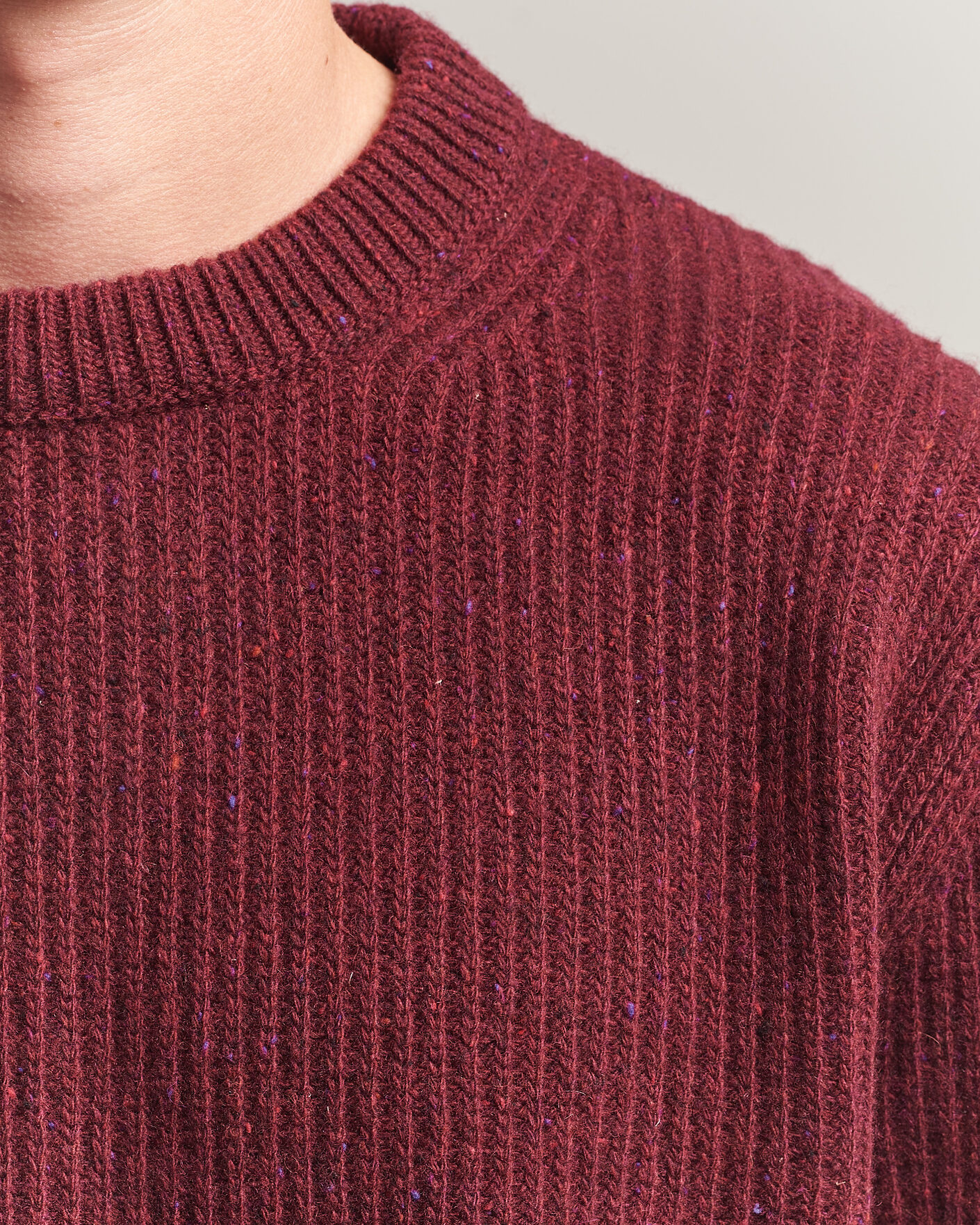 Heren | Truien | Nudie Jeans | August Wool Rib Knitted Sweater Burgundy