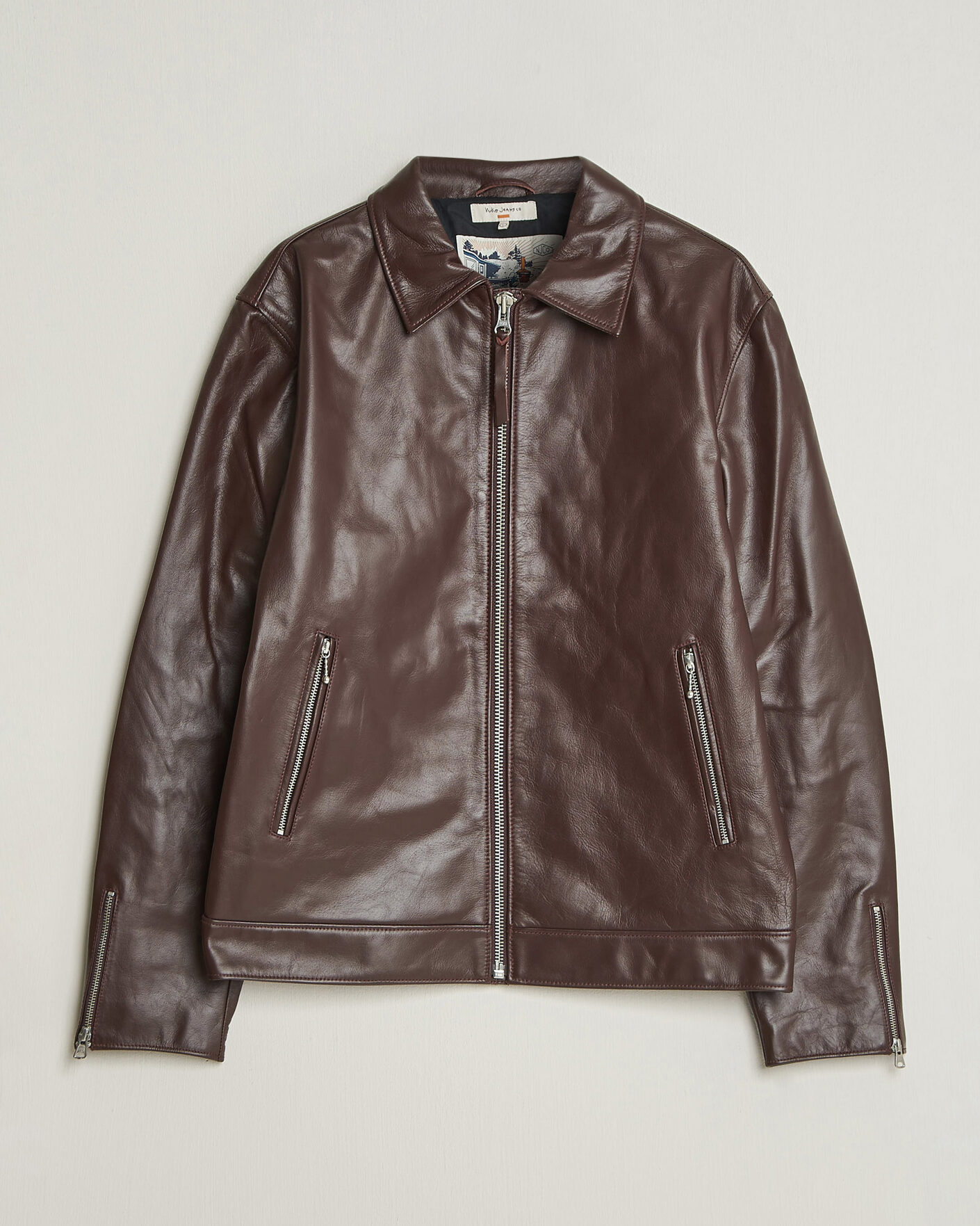 Heren | Jassen | Nudie Jeans | Eddy Rider Leather Jacket Burgundy Brown